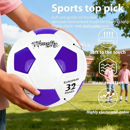 Miniatura 2 de Size 2, 5 Soccer Ball with Pump Needle-Training Recreation Soccer Ball Size 2, 5 Thicker PU Tight Weaved Mini Soccer Ball for Teen Boy Girl Blanco