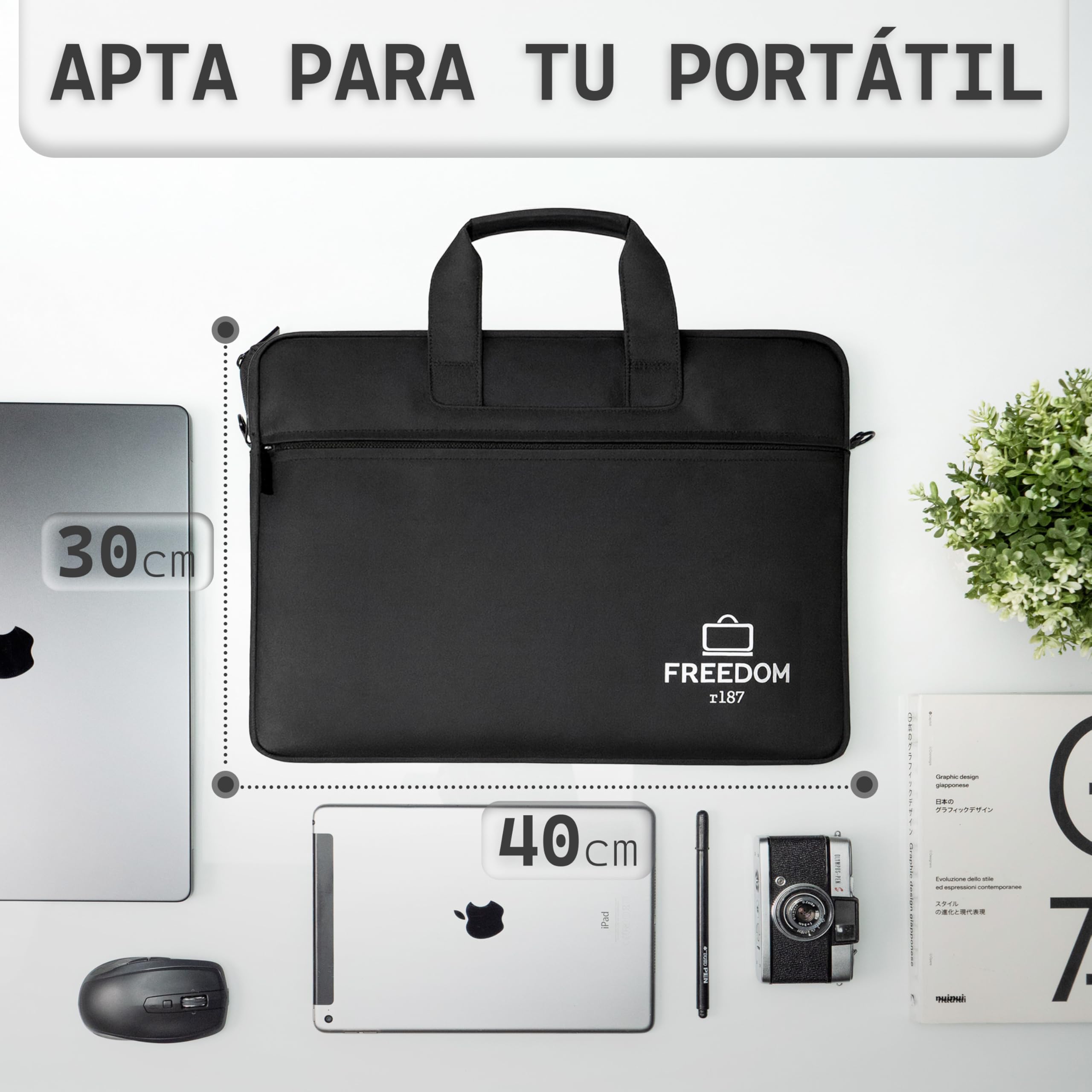 Genérico Bolsa Ordenador Portátil 15,6” Impermeable con Bandolera – Maletín Portátil Acolchado con Bolsillos, Cremallera Resistente – Bolso Laptop Ligero y Elegante