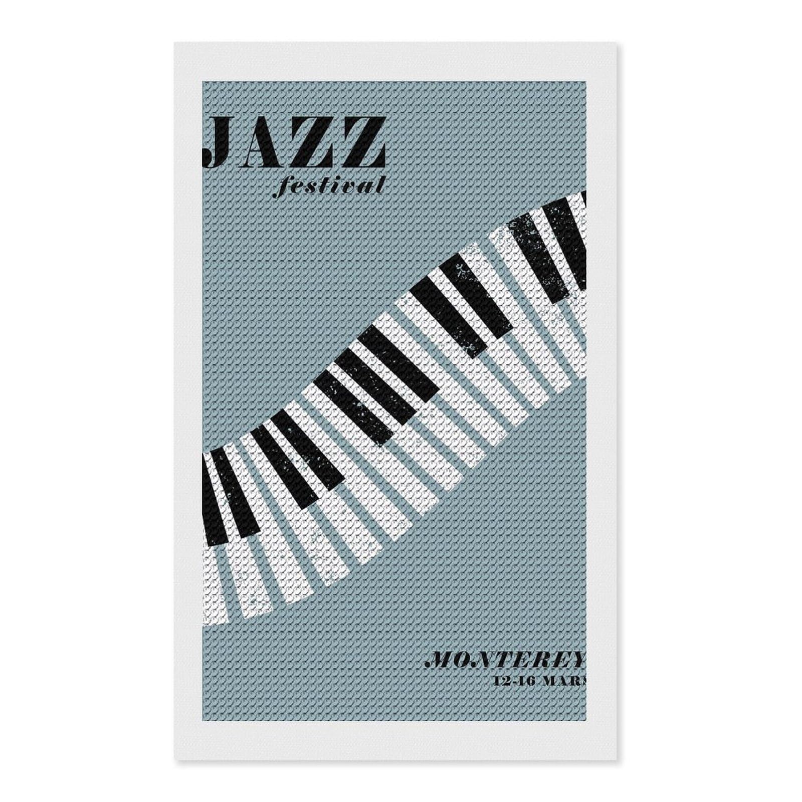 Junmoney Monterey Jazz Festival Diamond Painting Set 12"x20", Sparkling Round Gems, Decorate Your Room, Fun Craft Experience, Modern Decor