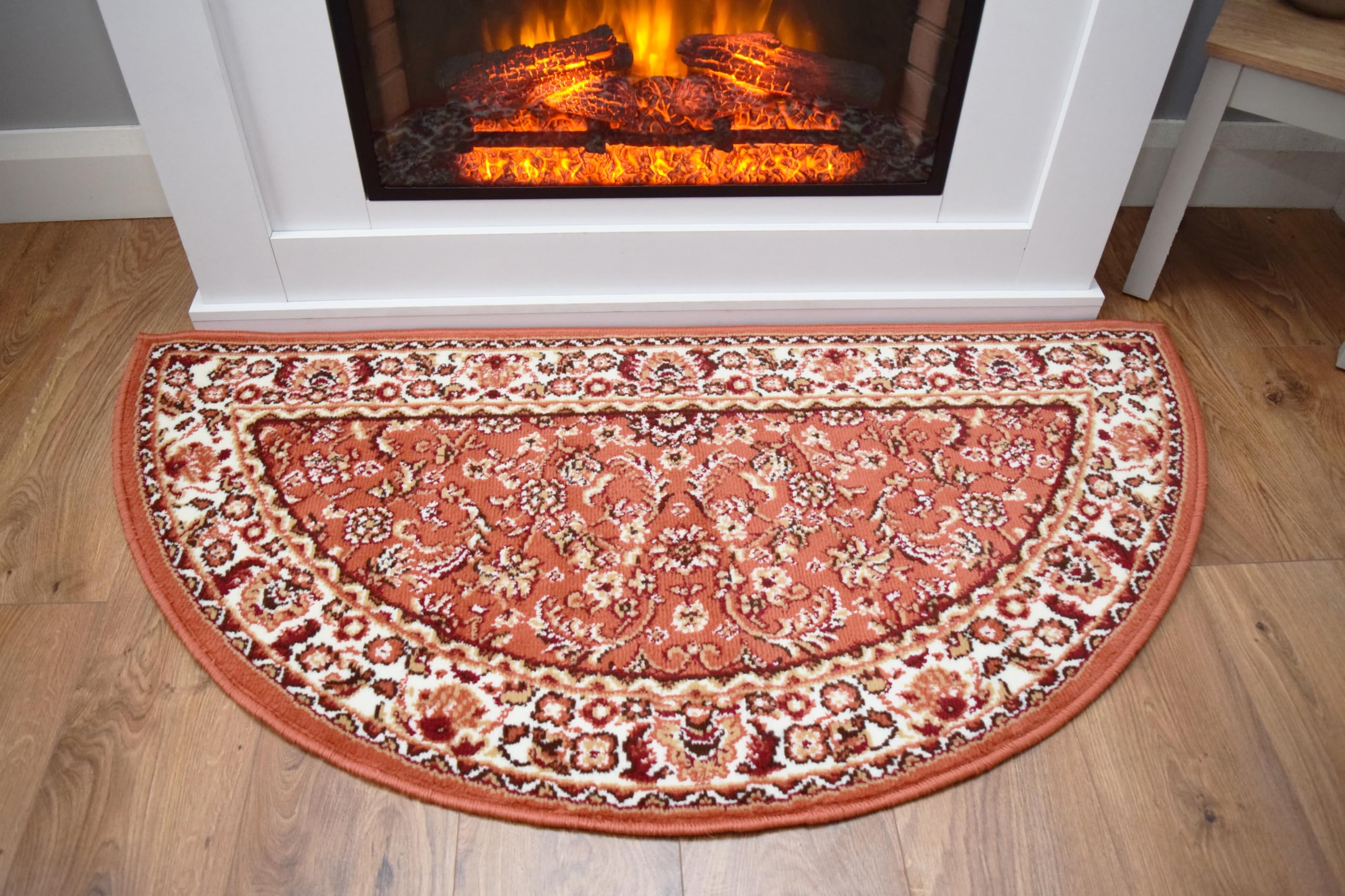 SrS Rugs Fireside Rug for Living Room Half Moon Hearthplace Mat Soft Pile (Classical Terracotta)