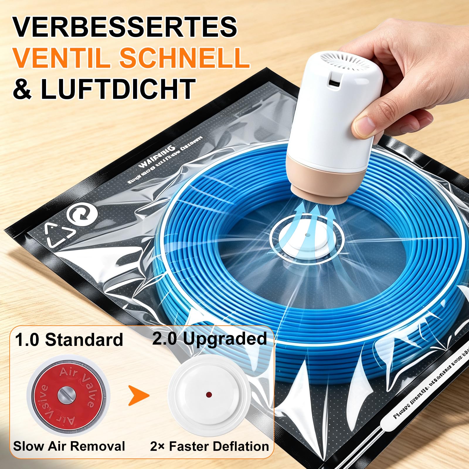 iPalamila 3D Filament Vakuumbeutel Kit mit Auto Pumpe,20er Filament Aufbewahrung 32 * 32cm Verbesserter Saugnapf,Wiederverwendbar,für 3D Drucker Glühfaden Lagerung, Schutz Filament von Feuchtigkeit