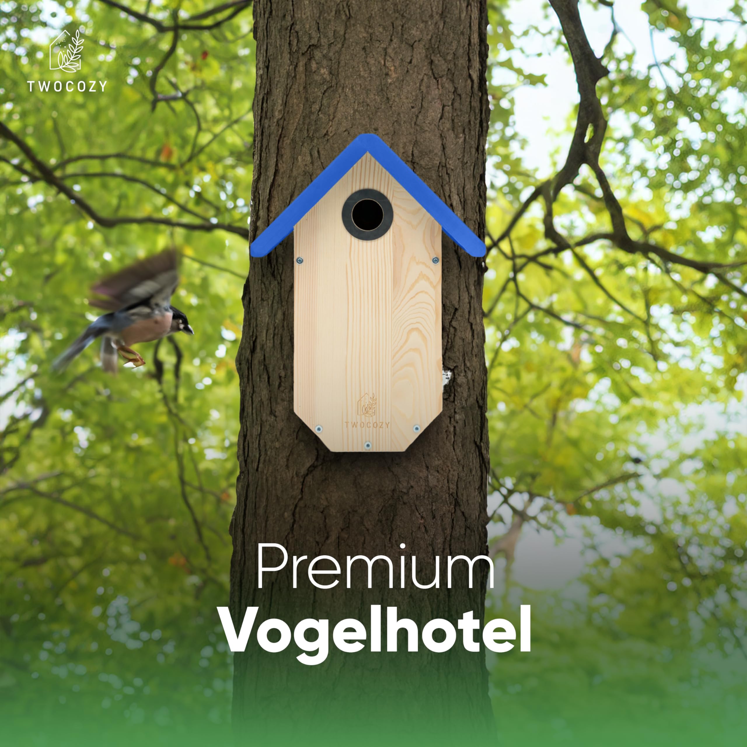 Premium Nistkasten für Meisen | Kohlmeisen [SPECHTSCHUTZ & NESTSCHUTZ] wetterfest & verschraubt | Maße NABU konform | Vogelhaus zum Aufhängen für Meisen - 32 mm (Blau, 17cm x 23,5cm x 32cm)