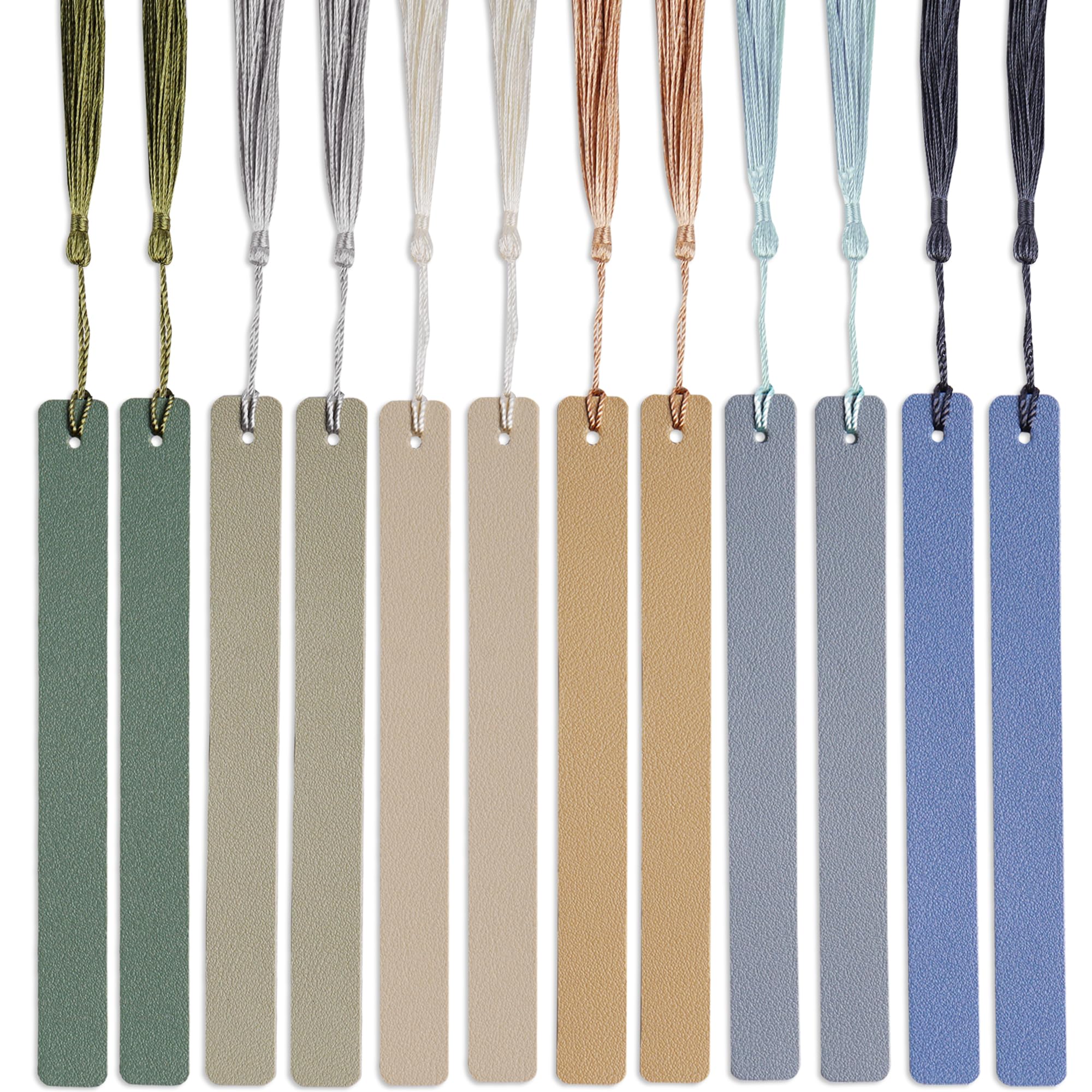 Czzmy 12 Pcs Pastel Leather Bookmarks Colorful for Women Students Teachers Book Lovers Reading Supplies(12colors2) — image 1