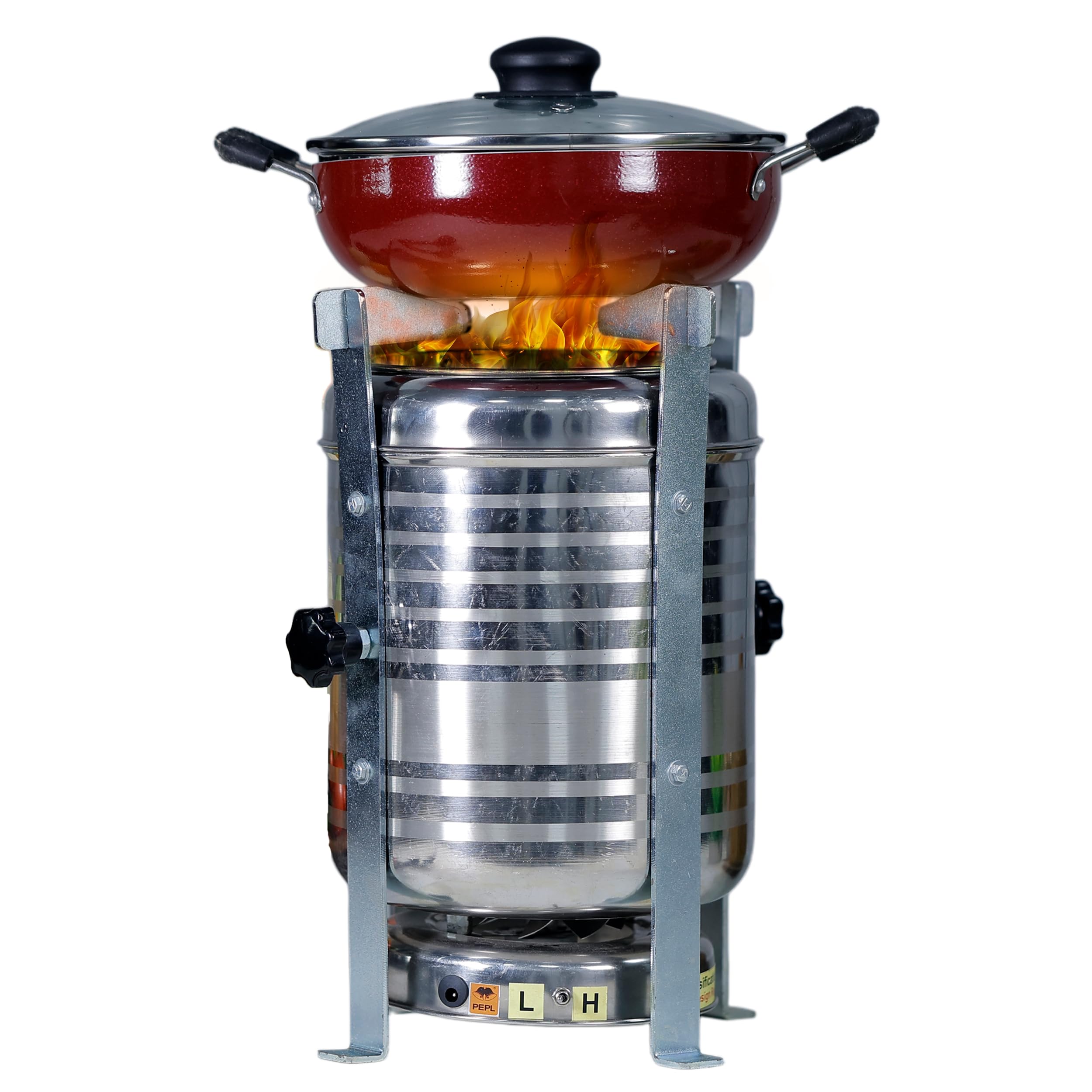 PEPL Biostove, Revolutionized Biomass Family Smokeless Cooking Stove/Chulha,Wood Or Paper Waste Burning Backpacking stove for Indoor & Outdoor cooking (Stainless Steel-EXD Premium Heavy Duty Model)