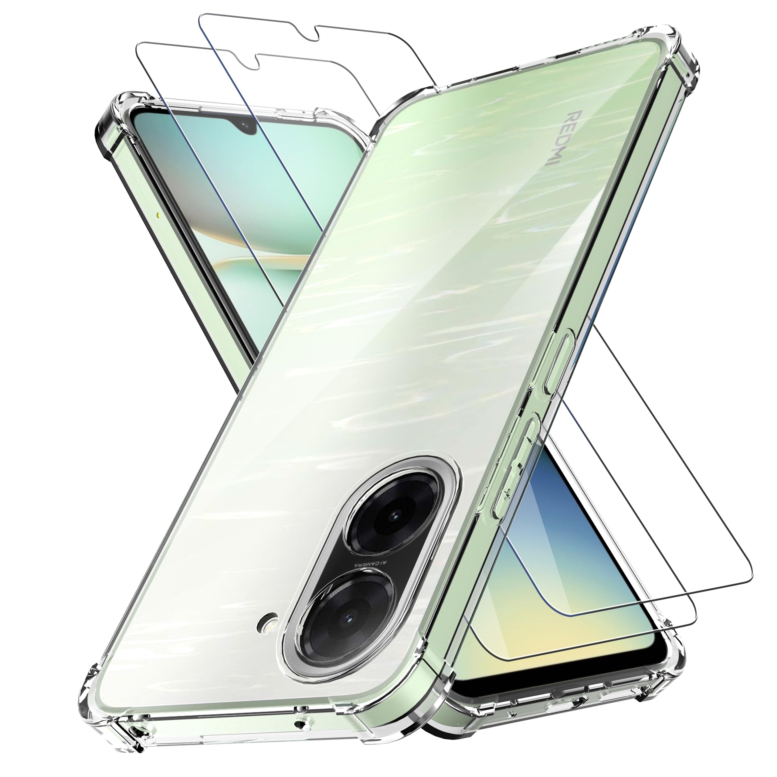Coque Phoona Pour Xiaomi Redmi A5 4G - Étui TPU Souple Ultra Fin + 2 Protections Écran En Verre Trempé