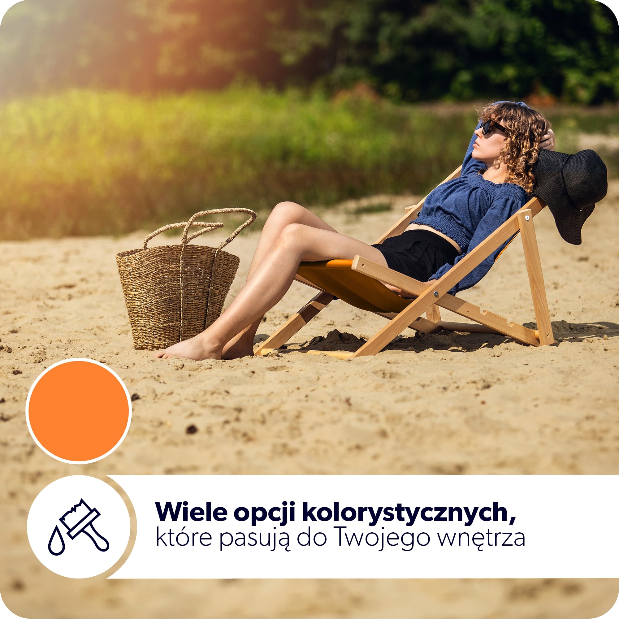 KADAX Leżak drewniany z buku, składany na plażę i do ogrodu, solidna konstrukcja, udźwig do 120 kg, łatwe przechowywanie, kolor pomarańczowy