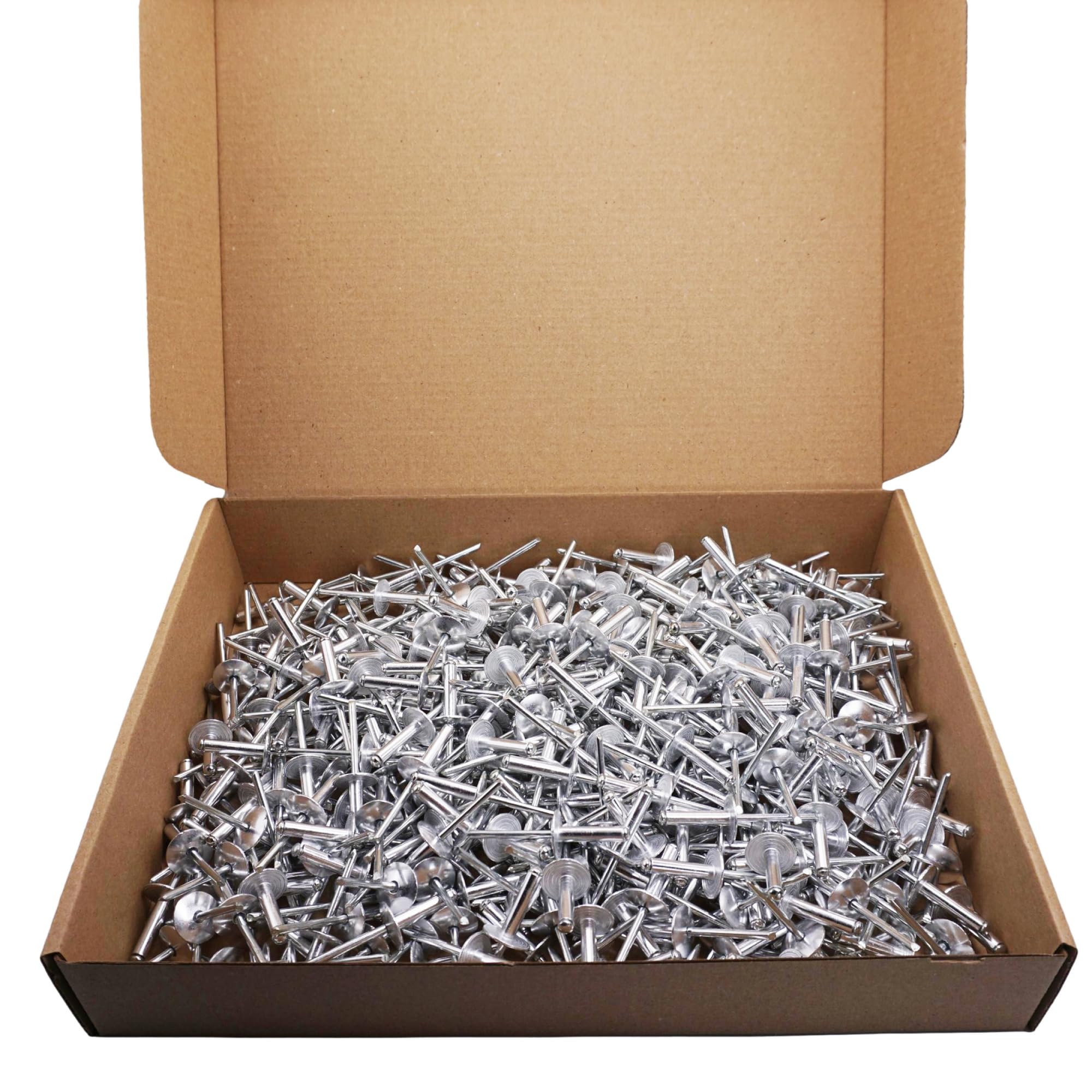 SKIR'CO Remaches ciegos de aluminio con brida grande de 4,8 x 18 mm, mandril de acero, remaches ciegos de aluminio (400 unidades)