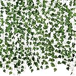 Fake Vines for Room Decor(12 Pack 84 Feet) Aesthetic Artificial Plant Ivy Leaves Hanging Greenery Garlands for Home Bedroom Wall Wedding Party Decor