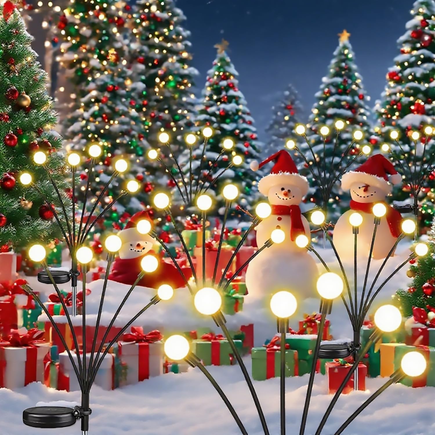 Solar Garden Lights Outdoor Waterproof Upgraded Flexible Titanium Wires Wind Swaying Firefly Lights for Patio Yard Pathway Unique Dancing Solar Decor Gifts for Women Christmas (6Pack)