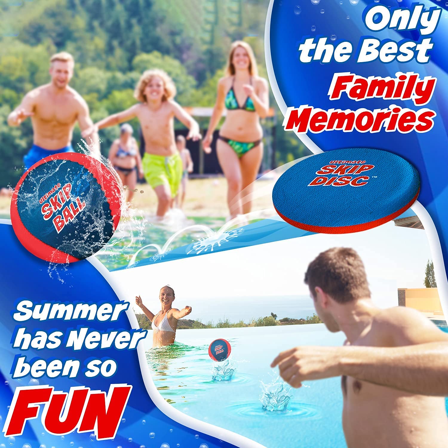 The Ultimate Skip Ball Water Bouncing Ball (2 Pack + Free Skip Disc