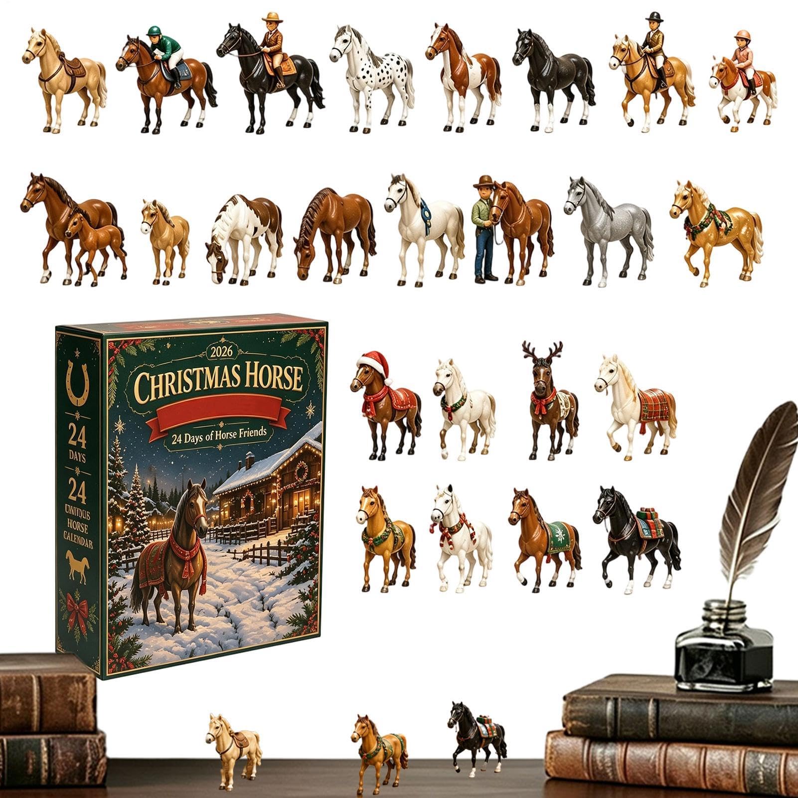 Conto alla rovescia per Natale Calendario 3D a forma di cavallo figurine