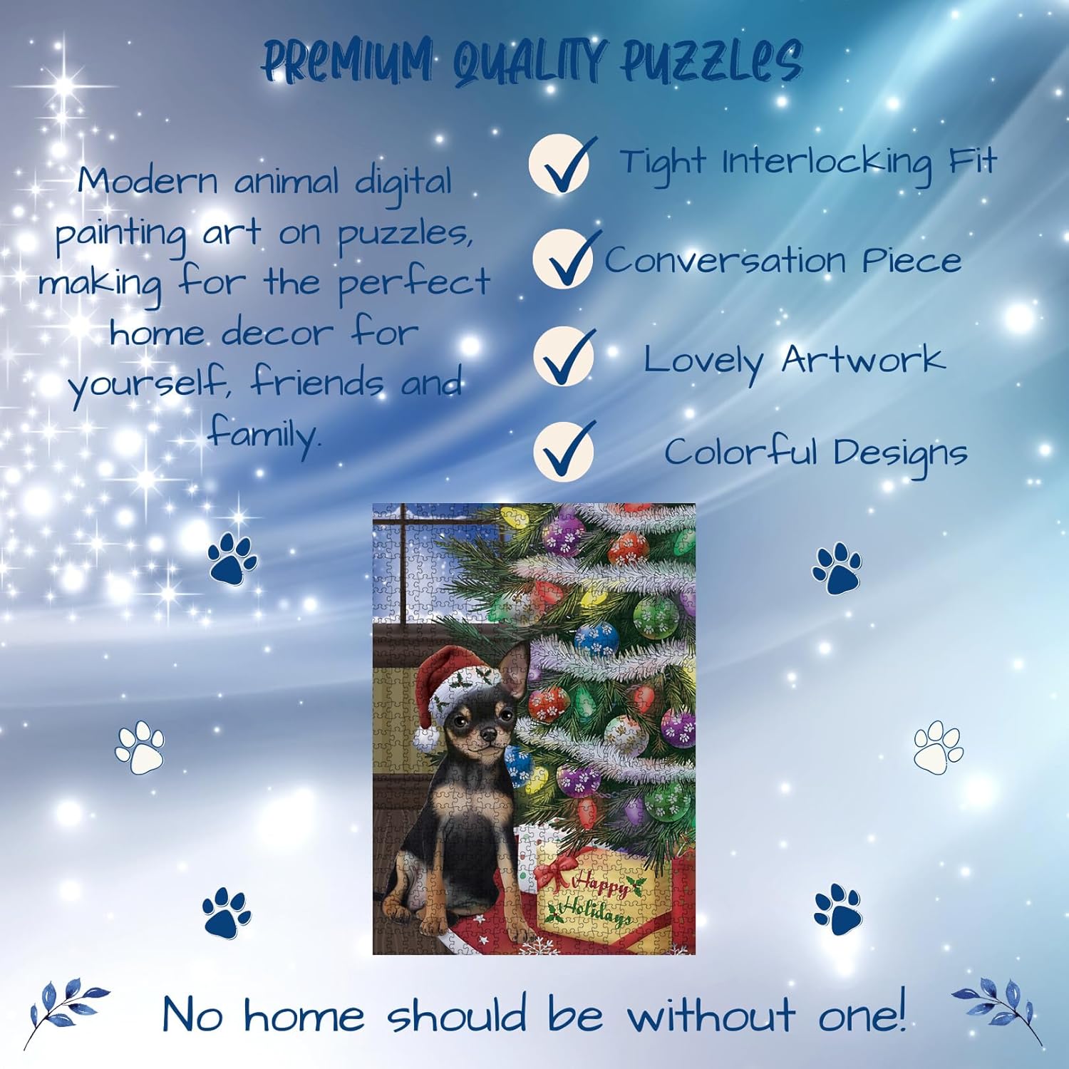 Christmas Tree with Presents Chihuahua Dog Jigsaw Puzzle for Adults - Animal Printed Interlocking Puzzle Game Artwork - Gift for Dog Lover's - 1000 Pcs 11"x14", PZLE57787