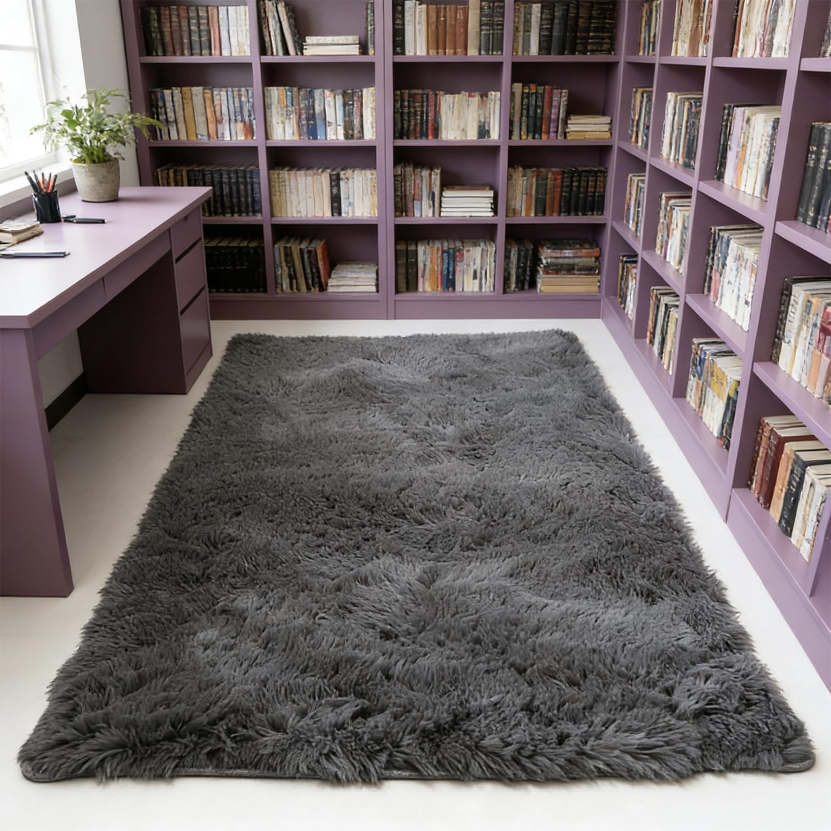 Amazon | シャギーラグ 155 x 165 cm 厚め洗える滑り止め付ふわっと