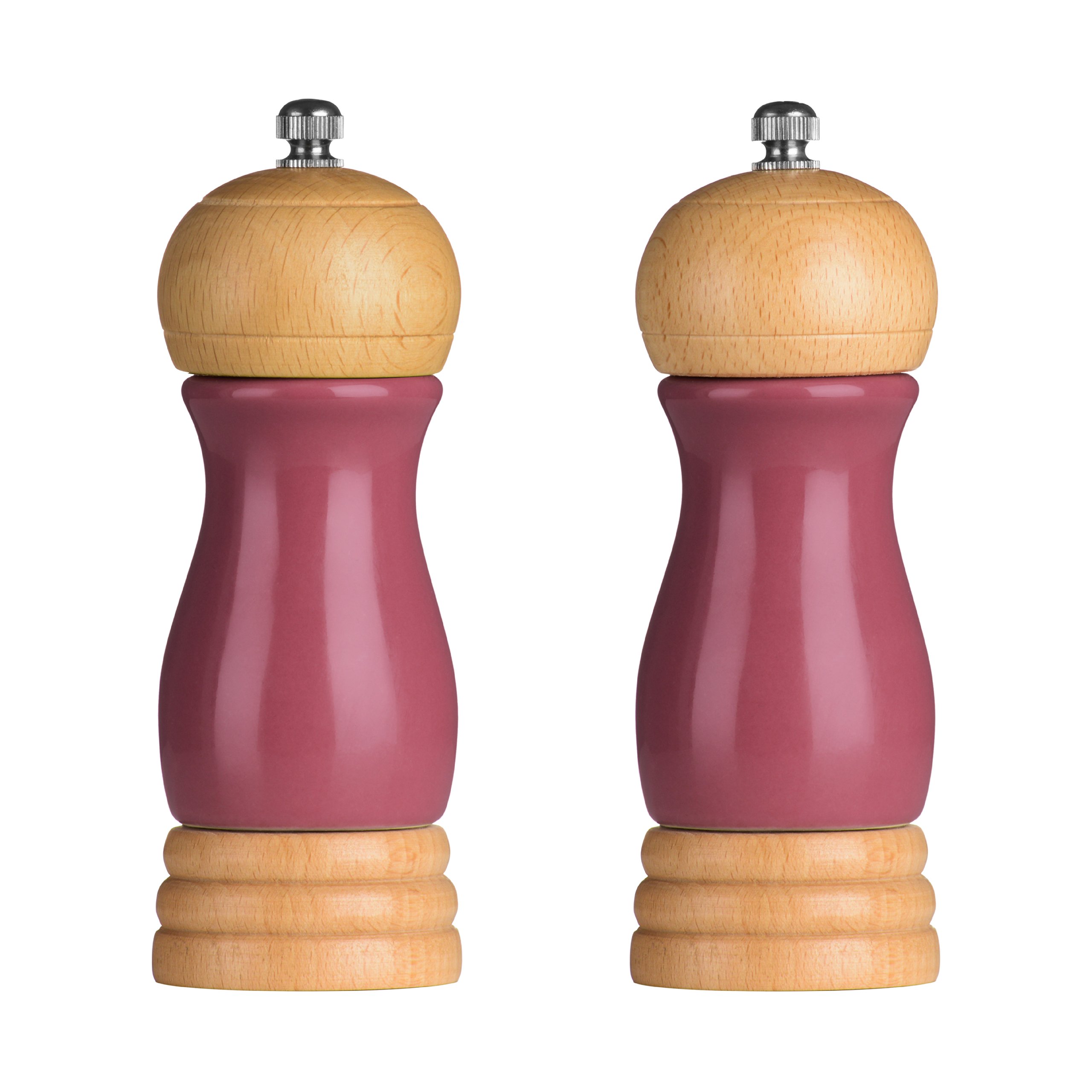 Premier Housewares Rubberwood Salt and Pepper Mill Set - Raspberry