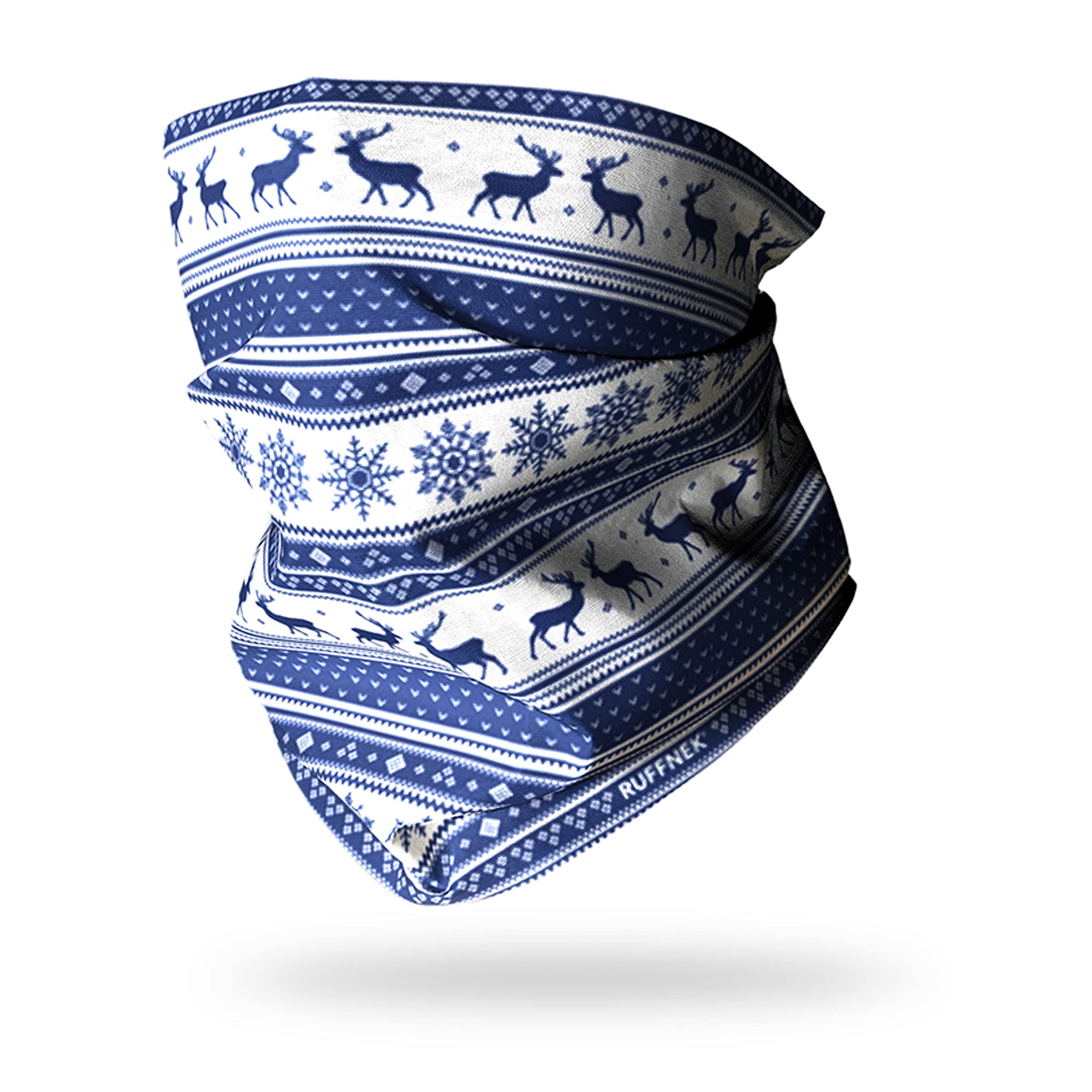 Ruffnek NORDIC BLUE WINTER/STAG DESIGN Multifunctional Neckwarmer Snood Tube Skiing Scarf - Men, Women & Children