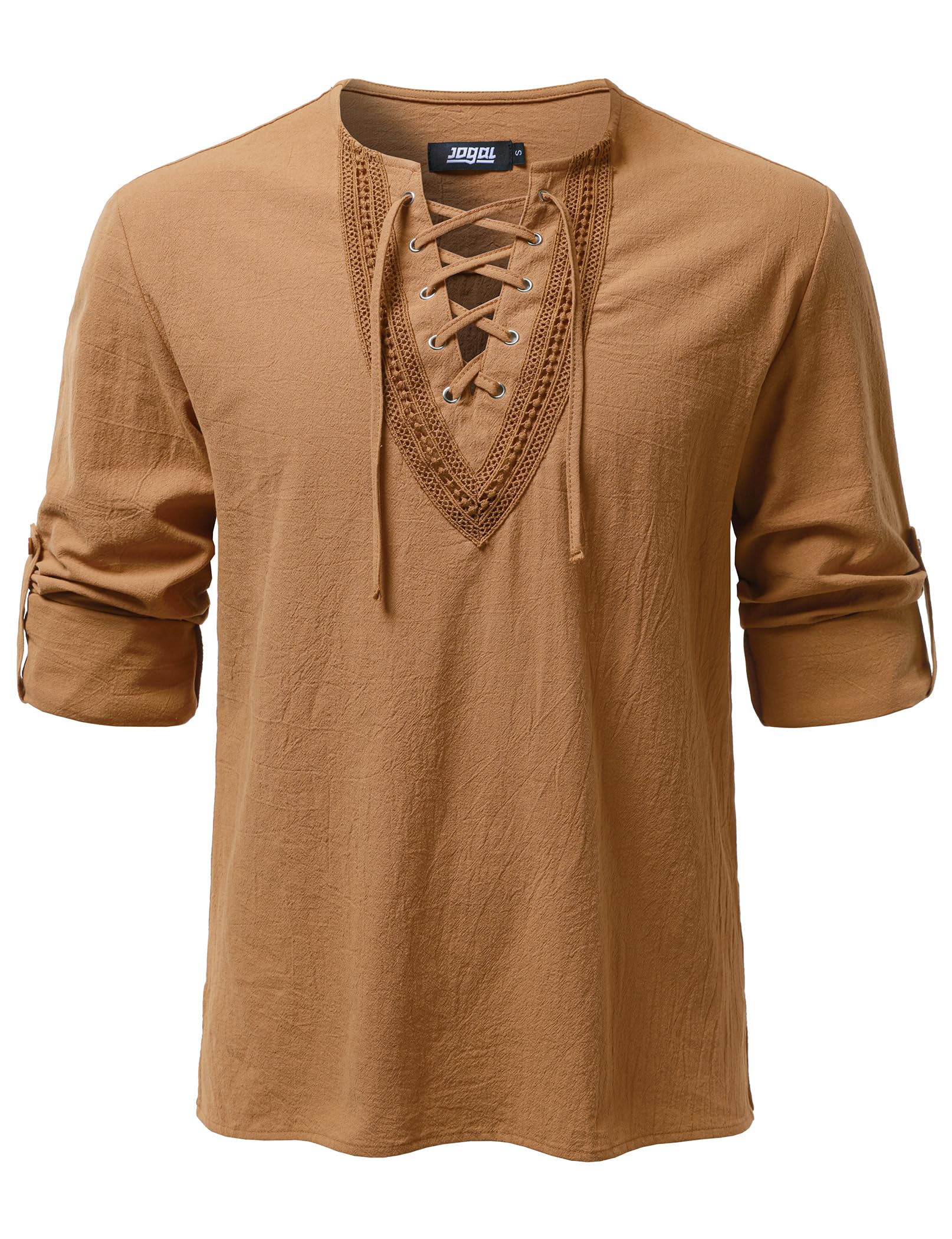 JOGAL Mens Renaissance Shirt Medieval Pirate Viking Halloween Costume