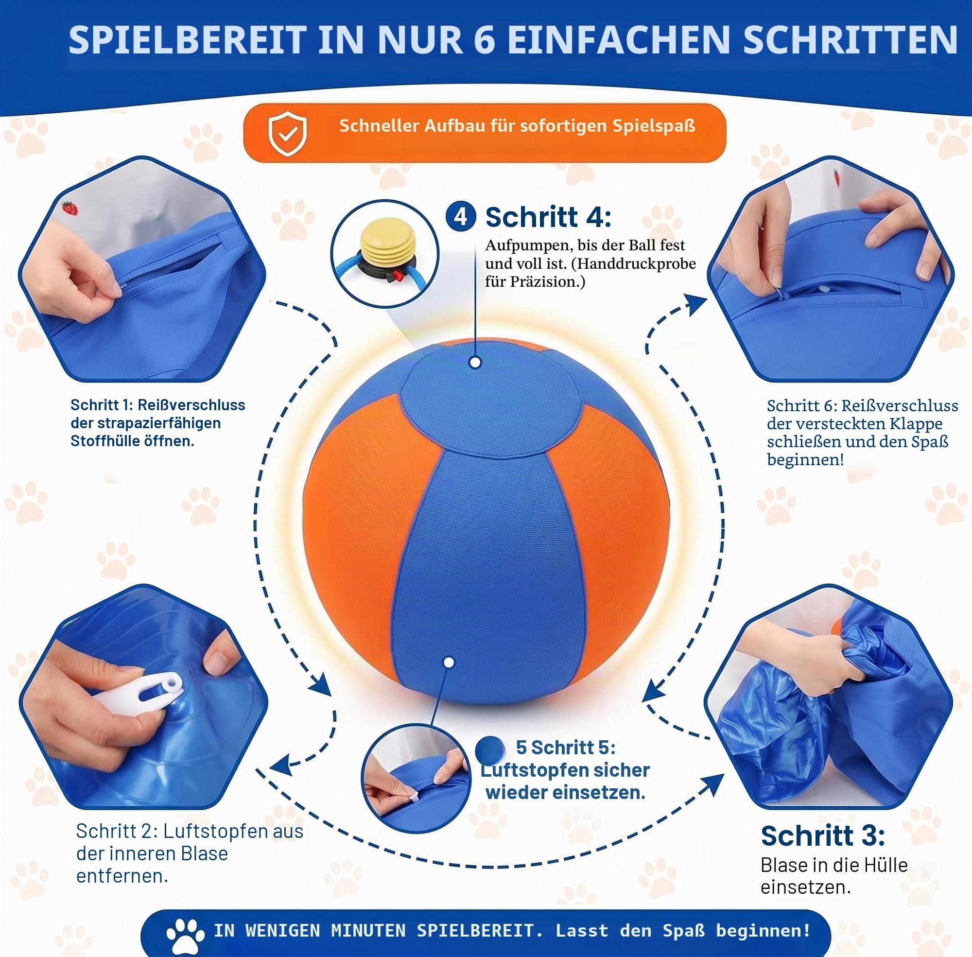 Generisch 55cm Herding Ball für Hunde, interaktiver Hundespielzeugball, Training, Kauspielzeug, Haustierbedarf, bissfestes Design, für Bereicherung, Bauernhof Hütehunde und viele andere Hunderassen