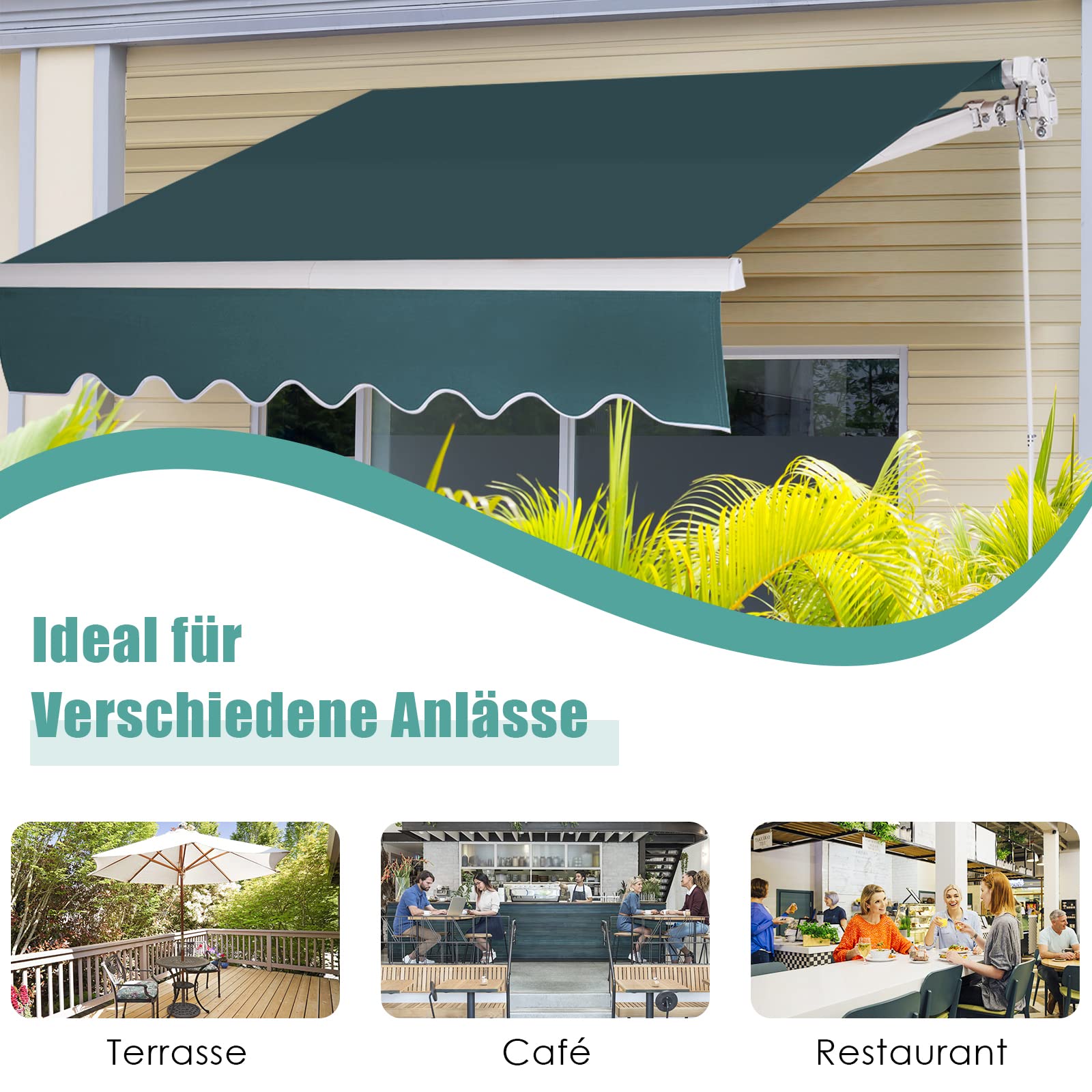 relax4life markise Einziehbare 2,5 x 2 m, Gelenkarmmarkise mit Handkurbel, Sonnenmarkise Winkel- & Breite einstellbar (40-100°), Markise für Balkon Veranda (Grün) size:44 MTB Plattform Pedale online single filtering