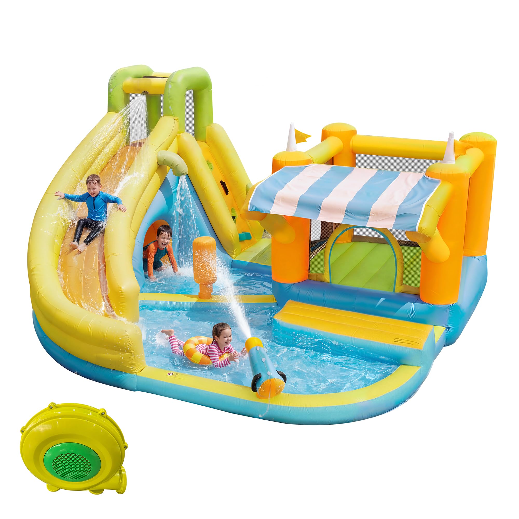 Château Gonflable FANTASK Avec Toboggan, Panier De Basket Et Zone De Saut – 240x174x143 Cm – Pour Enfants De 3 à 12 Ans – Intérieur Et Extérieur