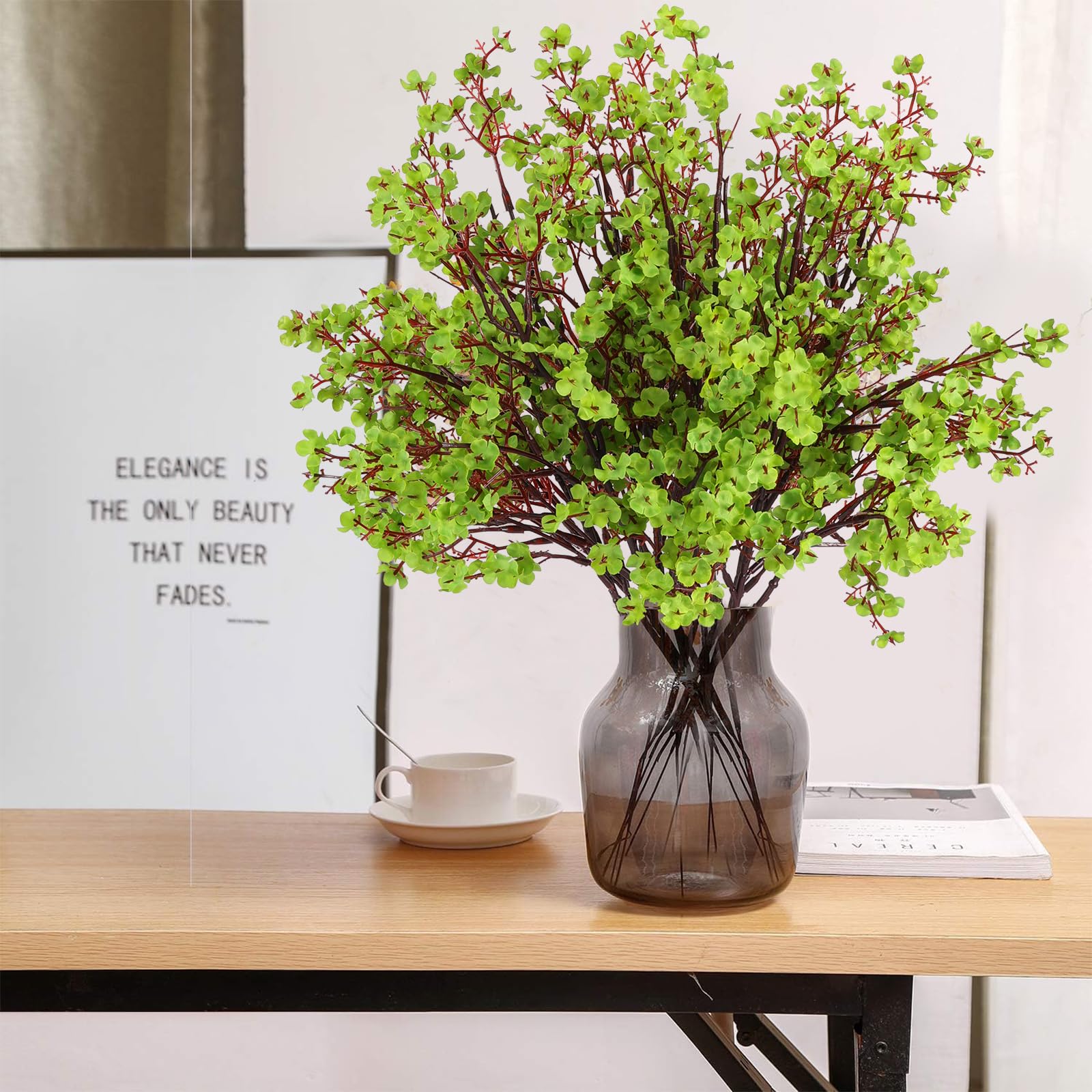 Hananona Künstliche Schleierkraut-Blumen für Babys, zum St. Patrick's Day, künstliche Seidenblumen für Heimdekoration, Frühlingsblumenarrangement, Tischdekoration, 10 Stück
