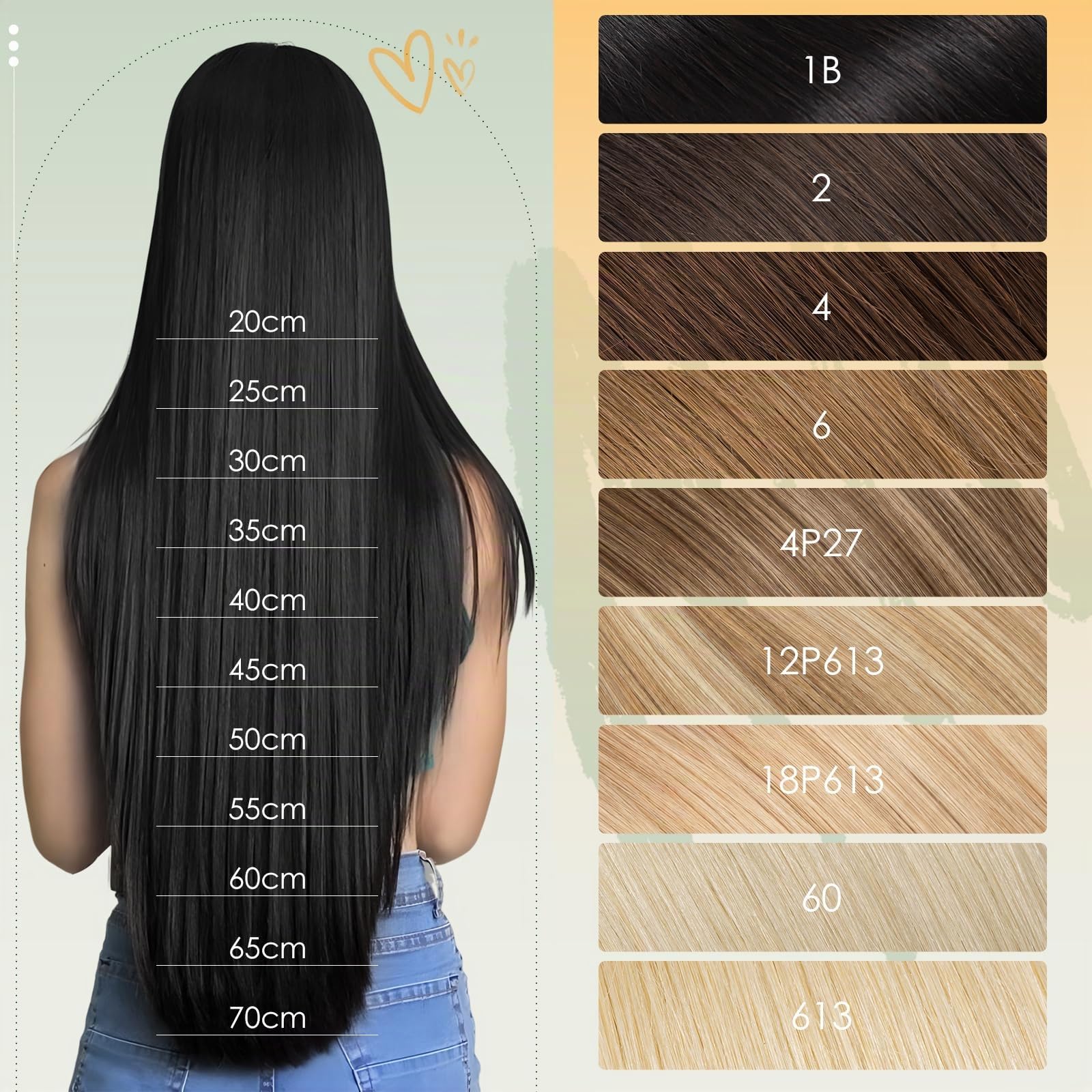 Elailite Extensiones Cortina Pelo Natural 100g 60cm Cabello Humano Brasileña Liso 1 Pieza sin Clip #1B Negro Natural