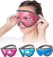 MyHalos Gel Eye Mask - Reusable Cooling Eye Mask with Adjustable Straps - Cold Mask for Puffy Eyes, Dark Circles and Hangovers - Eyes Ice Pack Compress for Sinus, Headaches & Puffiness, Pink