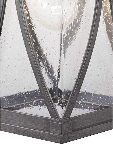 Miniatura 5 de Progress Lighting Abbott Collection - Farol de pared mediana de cristal transparente con semillas Craftsman, para exteriores, peltre antiguo, 16.25