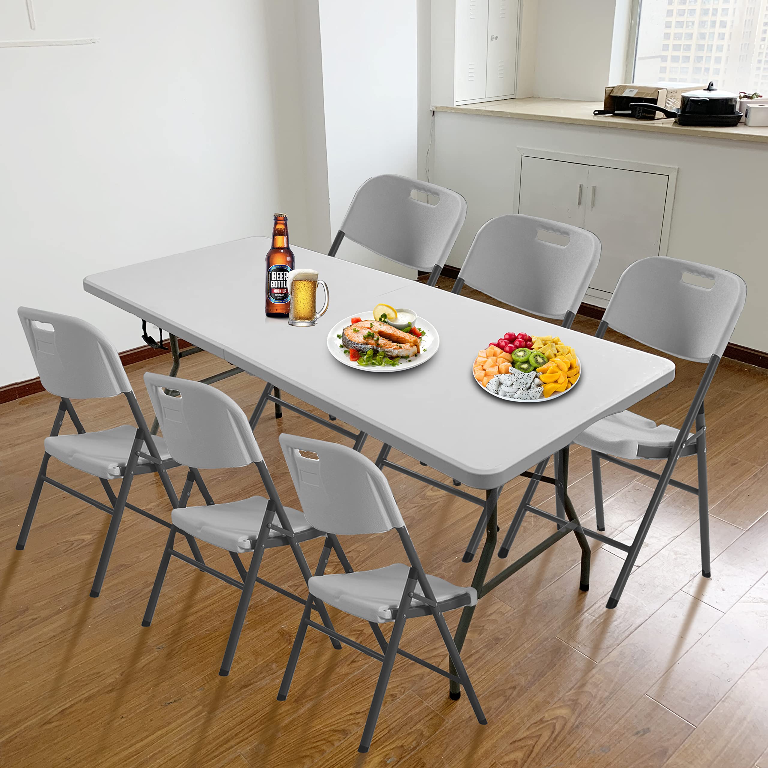 Buy GoTrio Folding Table 6ft Plastic Tables for Parties Portable w
