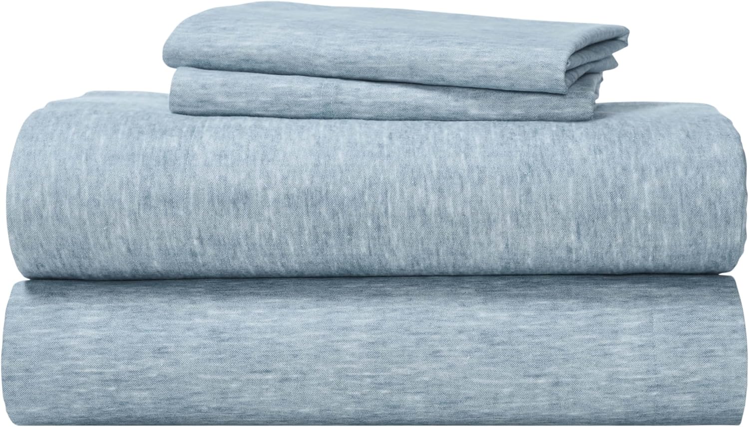 Superior Melange Flannel Cotton Sheet Set, Ultra-Soft Brushed Sheets, Modern, Farmhouse Bedding, Basics, Includes; Flat Sheet, Elastic Deep Pocket Fitted Sheet, Pillowcase, Twin XL, Washed Blue
