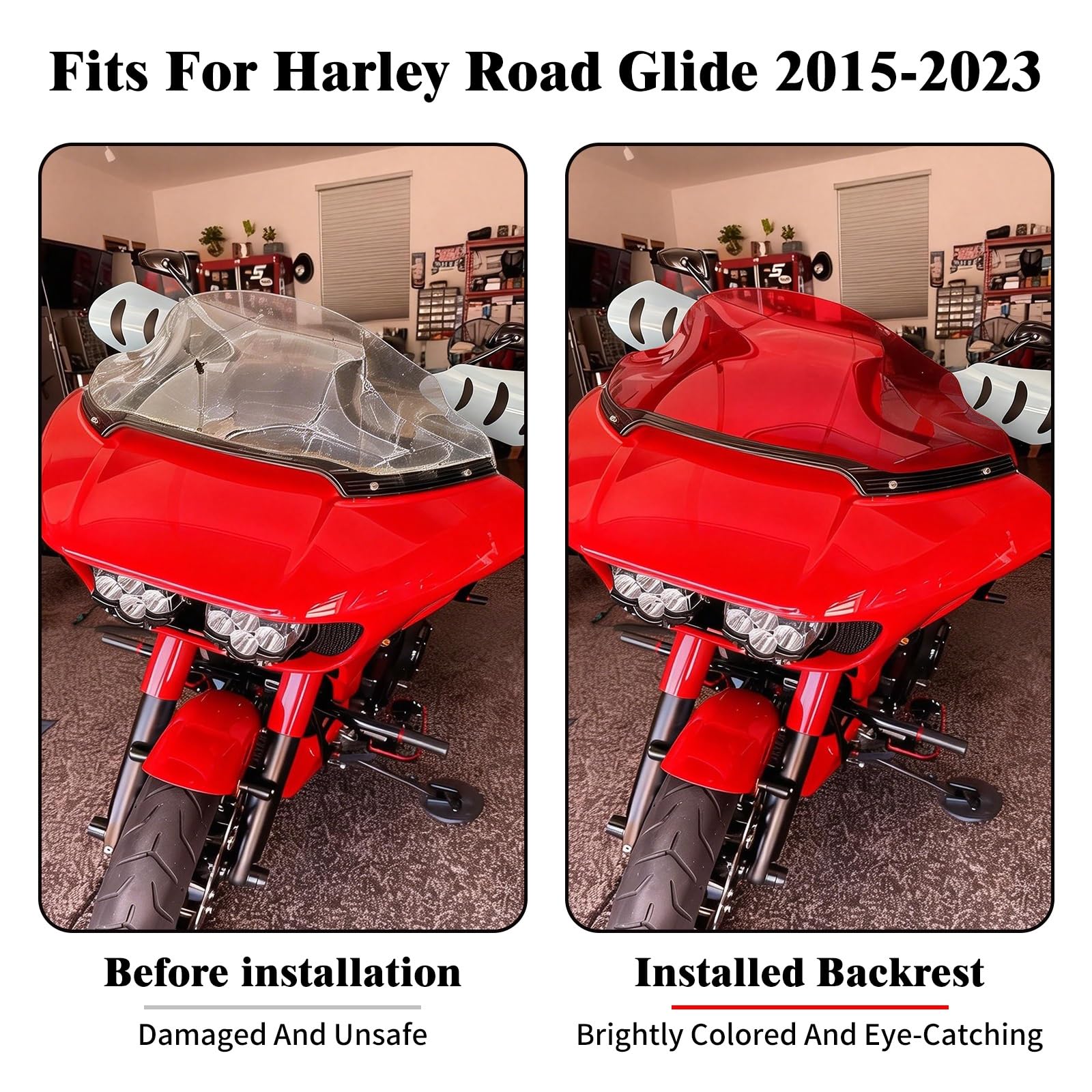 Przednia szyba motocyklowa Pasuje do Harley Touring Road | Glide FLTRX 2015-2022 Motocykl 9-calowy deflektor szyby przedniej Wave Wave