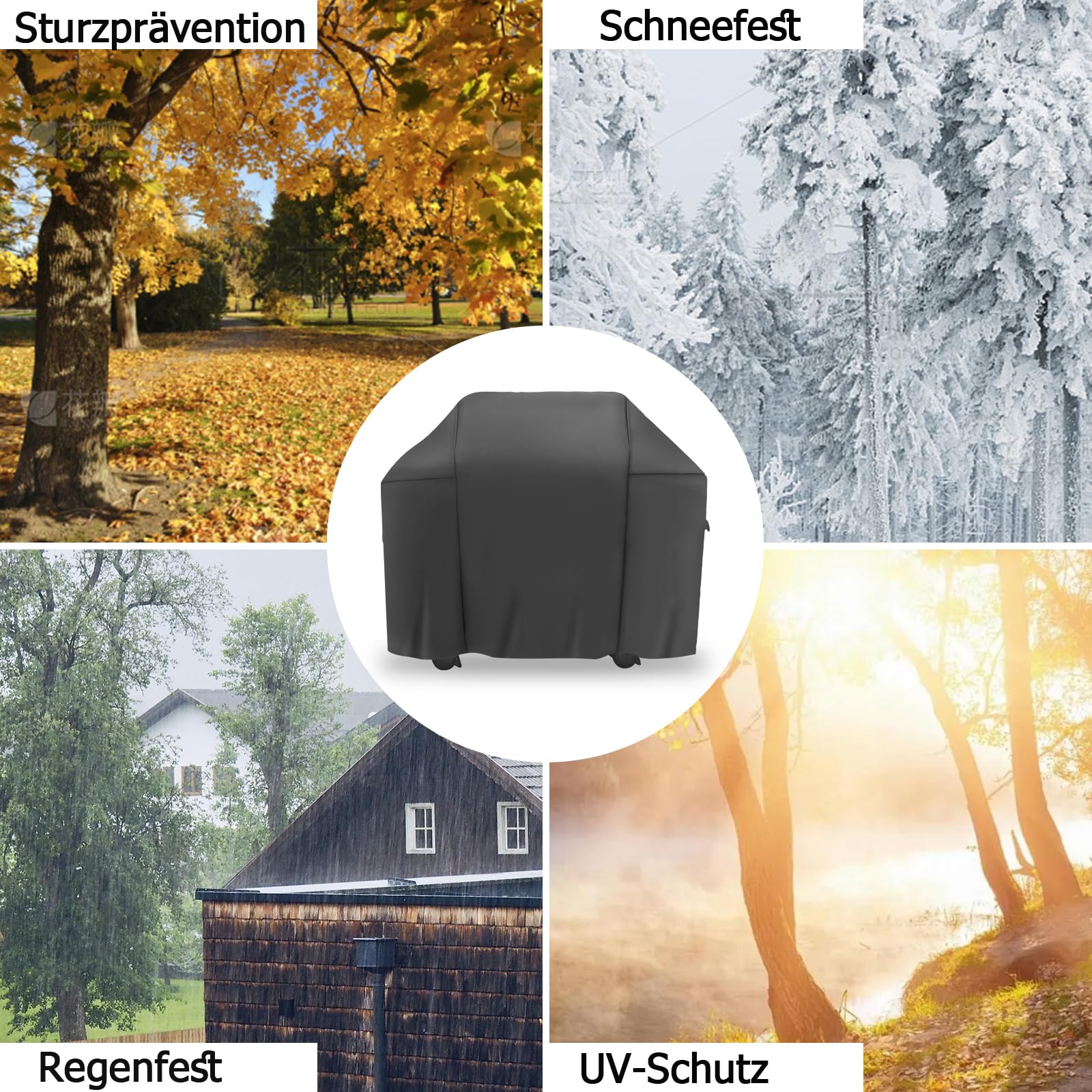 7106 Grillabdeckung für Weber Spirit 200 und 300 Serie Grills, Wetterfest Grill Abdeckung for Spirit II 300 Series, Heavy Duty 132CM Ersatz Abdeckhaube Gasgrill Uv-Beständige für Weber Spirit II E310