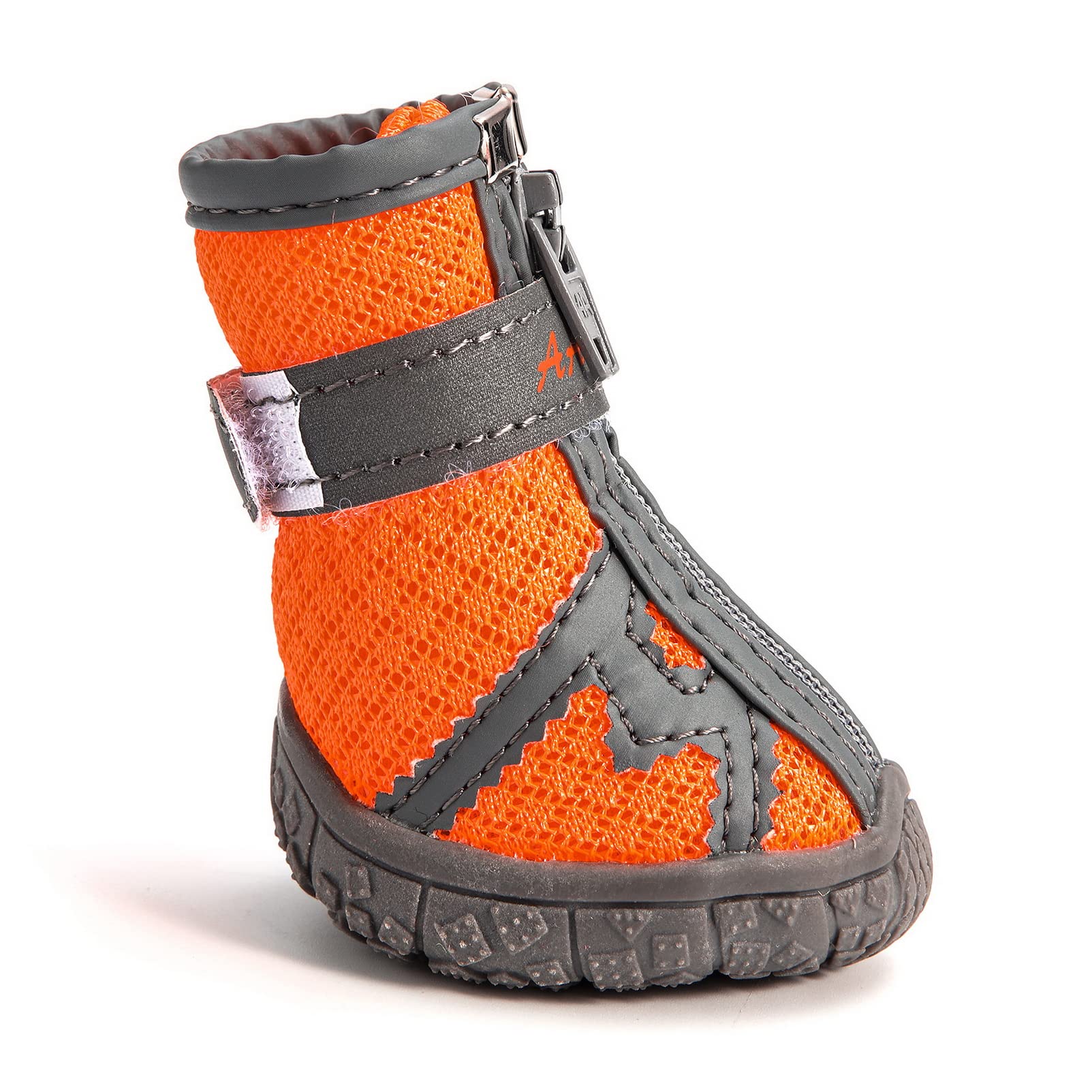SMALLLEE_LUCKY_STORE Chaussures de d'été pour Chiens de Petite et Moyenne Taille,Respirantes en Maille aérée Protection des Pattes réfléchissantes antidérapante Trottoir Chaud, Orange 1#