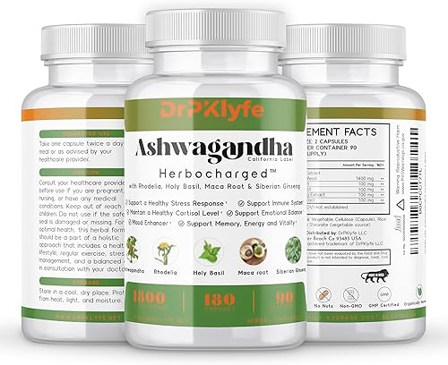 Miniatura 9 de Ashwagandha Complex 5-1 Mezcla con suplemento de Rhodiola Rosea, raíz de maca, albahaca sagrada, ginseng siberiano para aliviar el estrés,