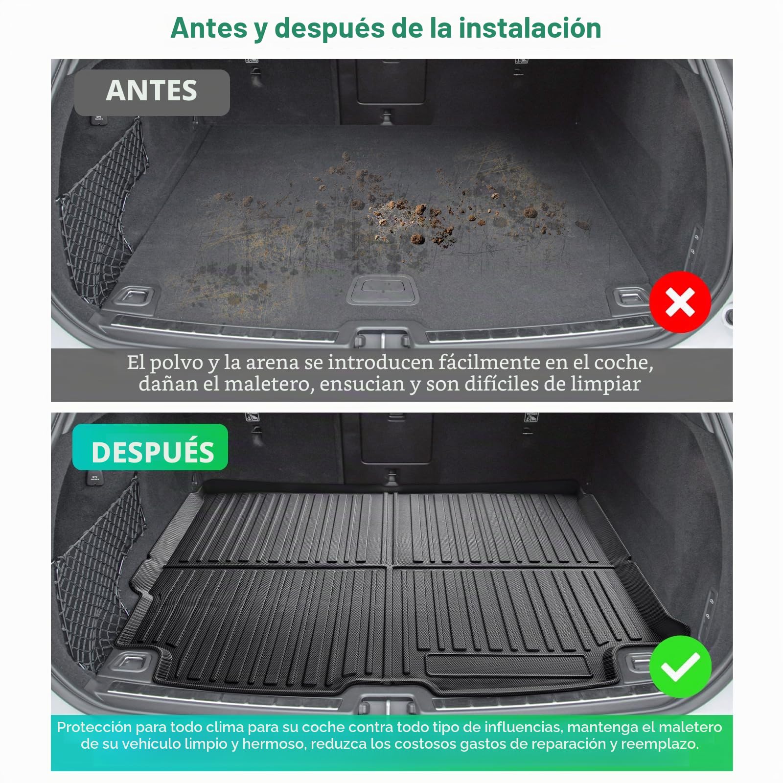 GAFAT 2018-2025 2026 Volvo XC60 Alfombrilla para Maletero, Fácil de Plegar, Facelift XC60 2026 Alfombras de Goma Original para Escáner 3D TPE, Multifunción, Accesorios Volvo XC60 2026 (Negro 2)
