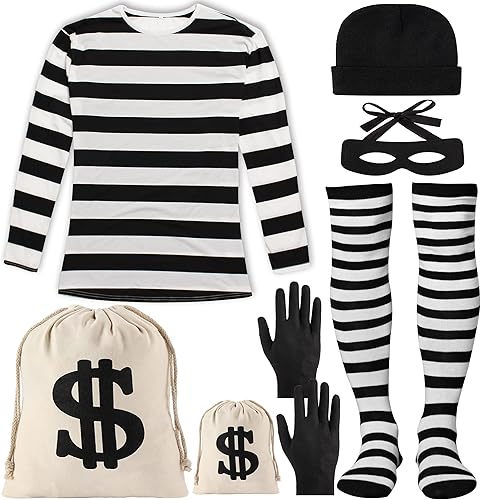 YAROMO Conjunto de disfraz de ladrón para hombre y mujer