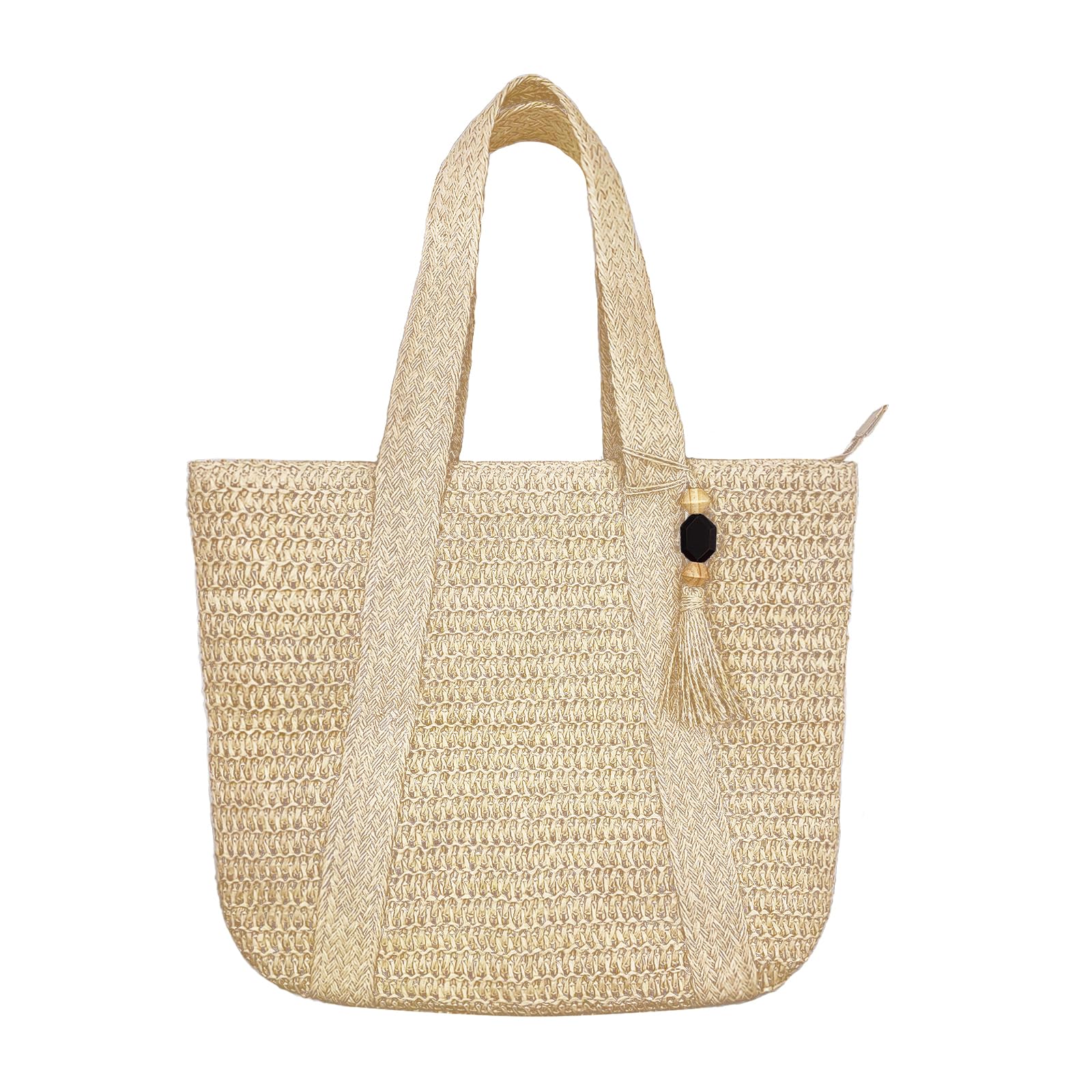 lifwimner Large Straw Beach Tote Bags For Women Woven Boho Handmade Shoulder Handbags for Summer Vacation Travel with Tassels