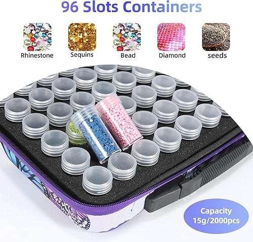 Miniatura 3 de POLRAI Contenedores de almacenamiento de pintura de diamante con 96 ranuras, accesorios de pintura de diamante, accesorios de arte de diamantes y