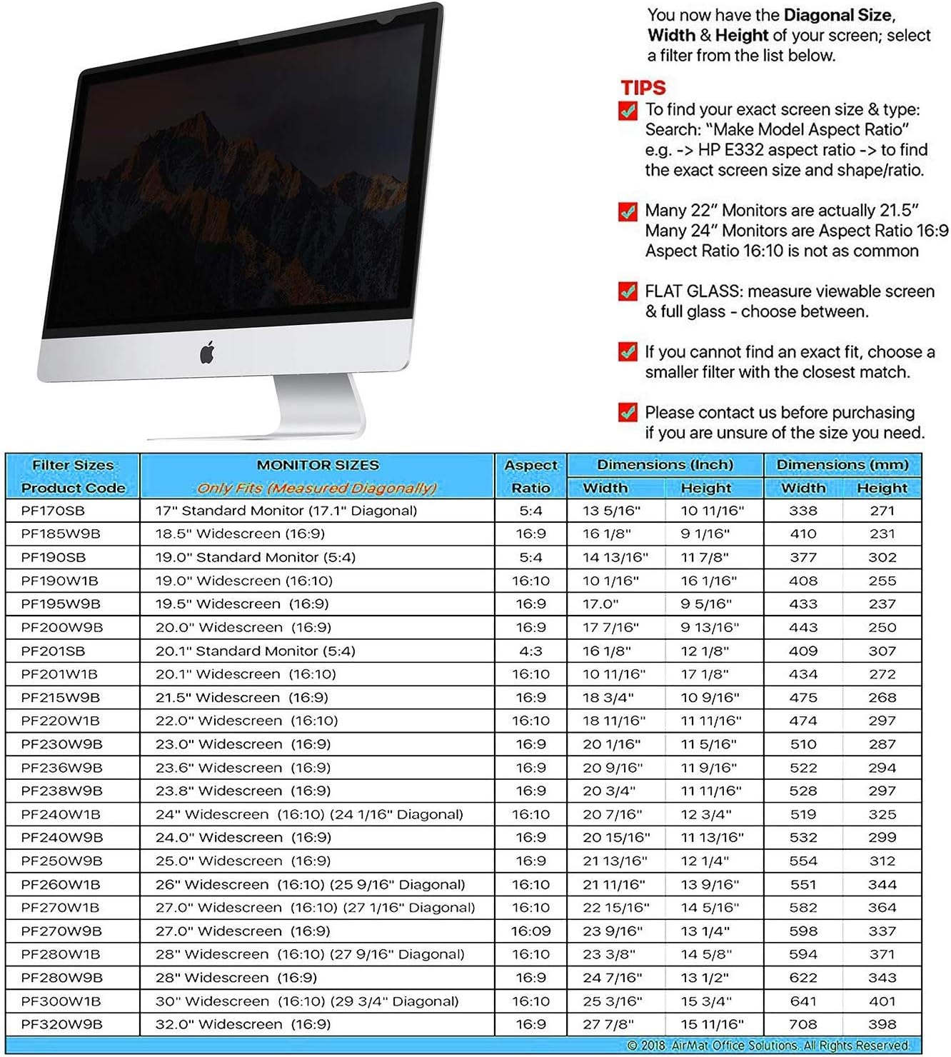 MMMPF220W1B - Frameless Blackout Privacy Filter for 22 Widescreen Monitor