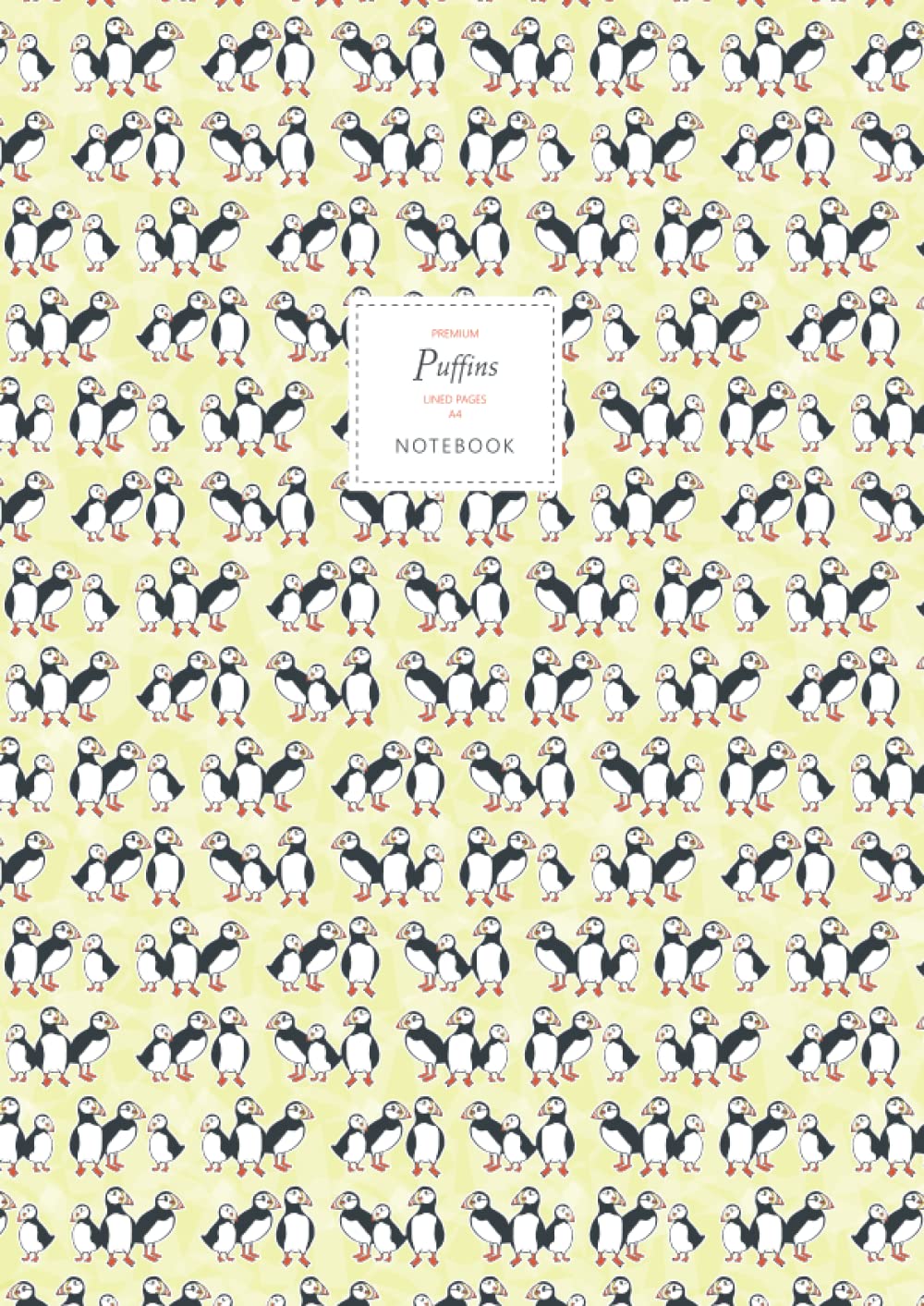 Puffins Notebook - Lined Pages - A4 - Premium: (Yellow Edition) Fun notebook 192 lined pages (A4 / 8.27x11.69 inches / 21x29.7cm)