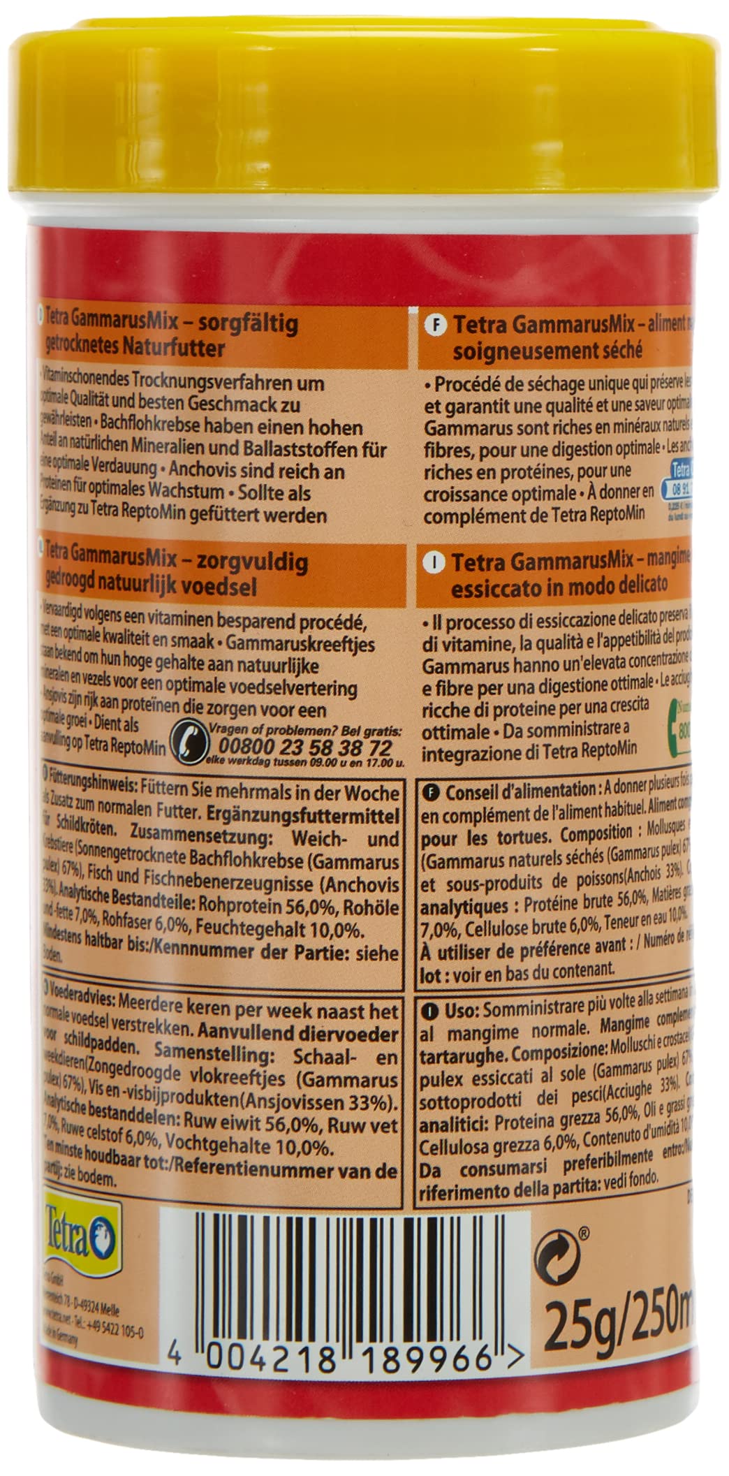 Tetra ReptoDelica Gammarus Mix - Mangime Naturale Per Tartarughe Con Pulci Di Ruscello E Acciughe, Barattolo 250ml - Foto 6