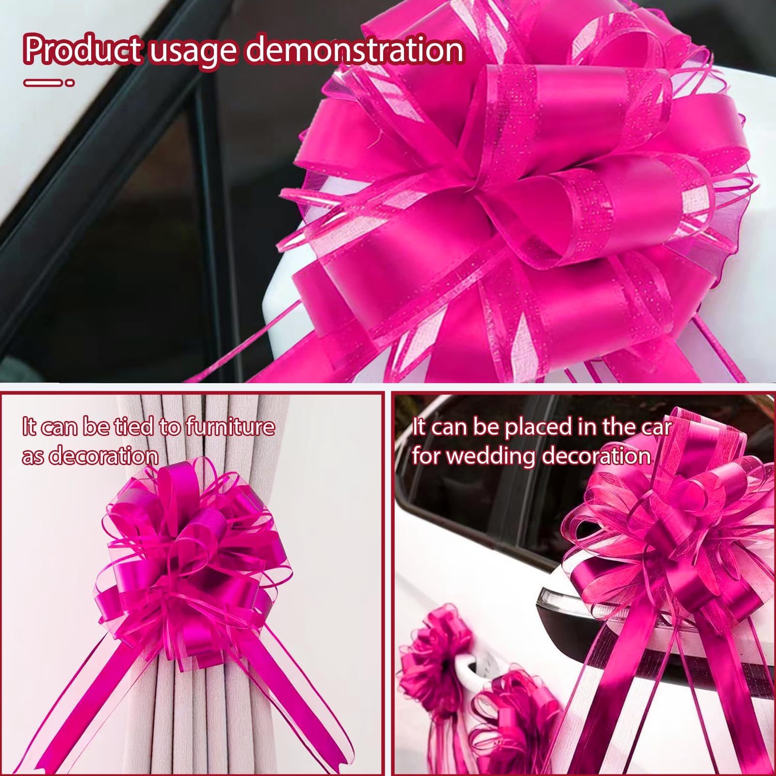 Lazo de Regalo Rosa Grande 25cm para Boda Cumpleaños Embalaje