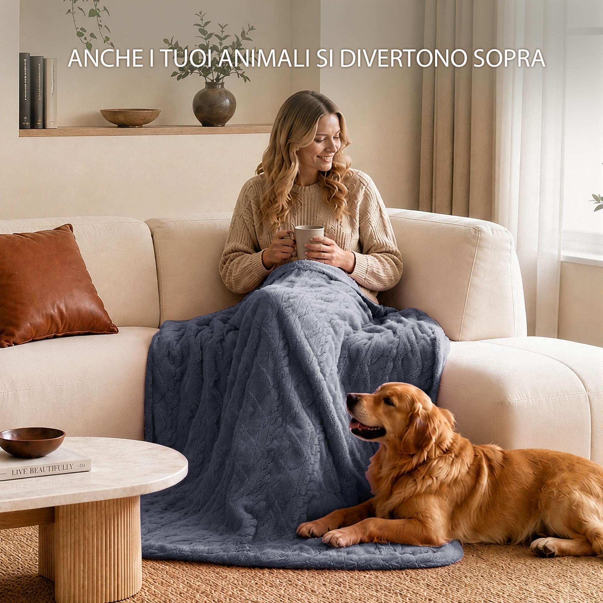 Coperta Elettrica 150x200cm, Morbida e Lavabile Comodo, Grigio | 9 Livelli di Temperatura ,10H Spegnimento Auto,Coperta Riscaldante Elettrica,Riscaldamento Rapido, Per Casa e Ufficio