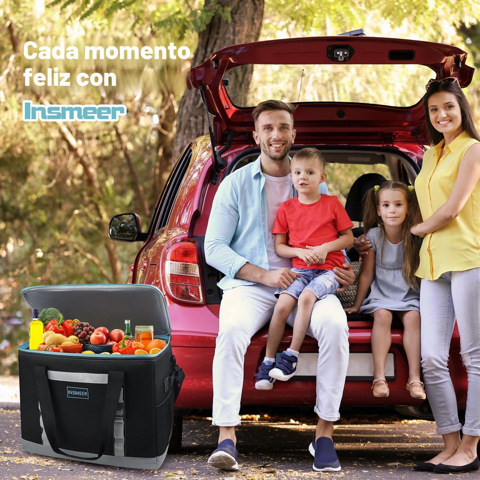 INSMEER Bolsa térmica Grande 65 latas, a Prueba de Fugas aislada Plegable fácil de Limpiar con abridor de Botellas y Correa de Hombro extraíble, Adecuada para Playa,Picnic,Compras,Camping, 48 L