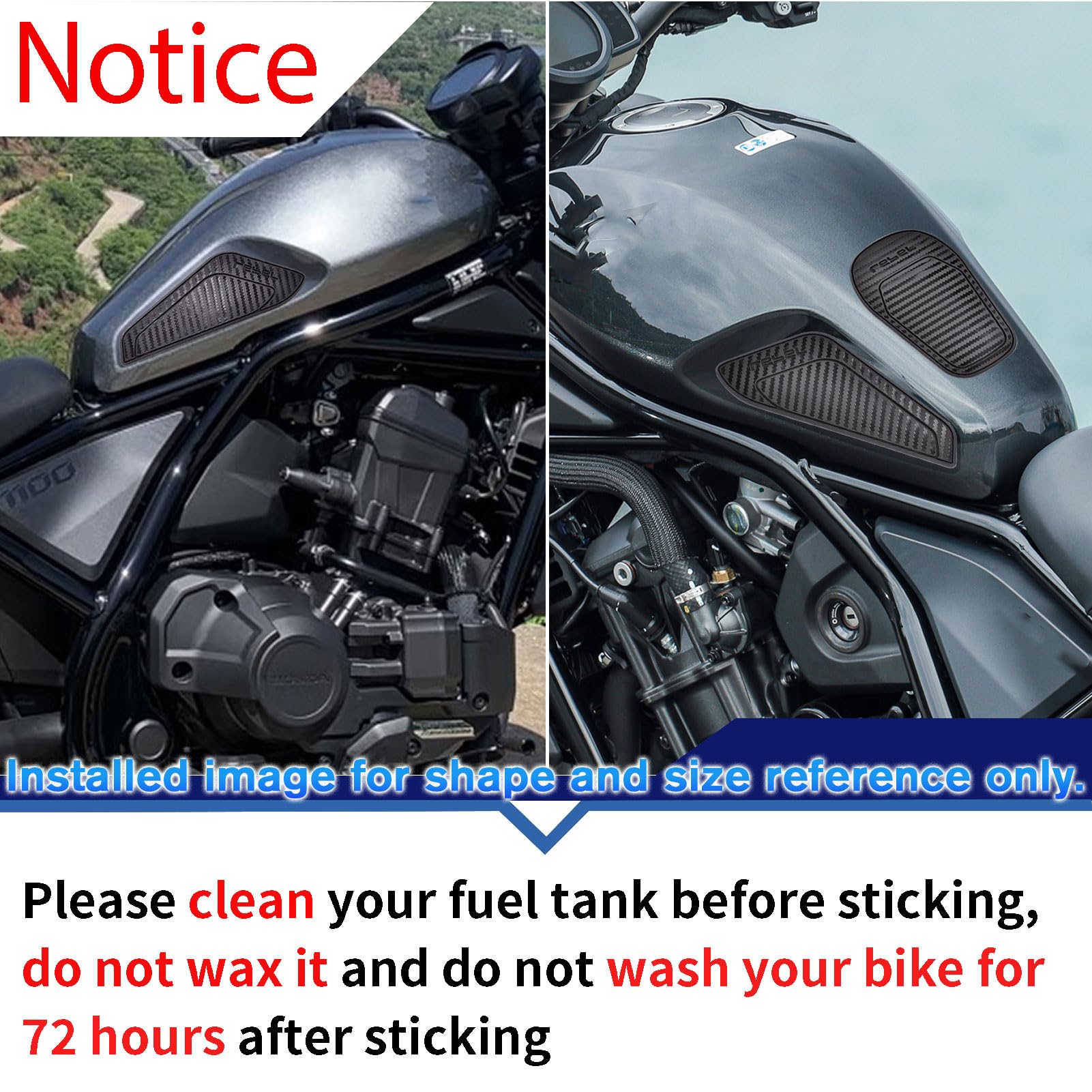2026 CMX1100 Motorradzubehör Seitliches Tankpad Gummischutz rutschfeste Tankaufkleber passend für HO&ND&A REBEL CMX1100 CMX-1100 CMX 1100 2021–2026
