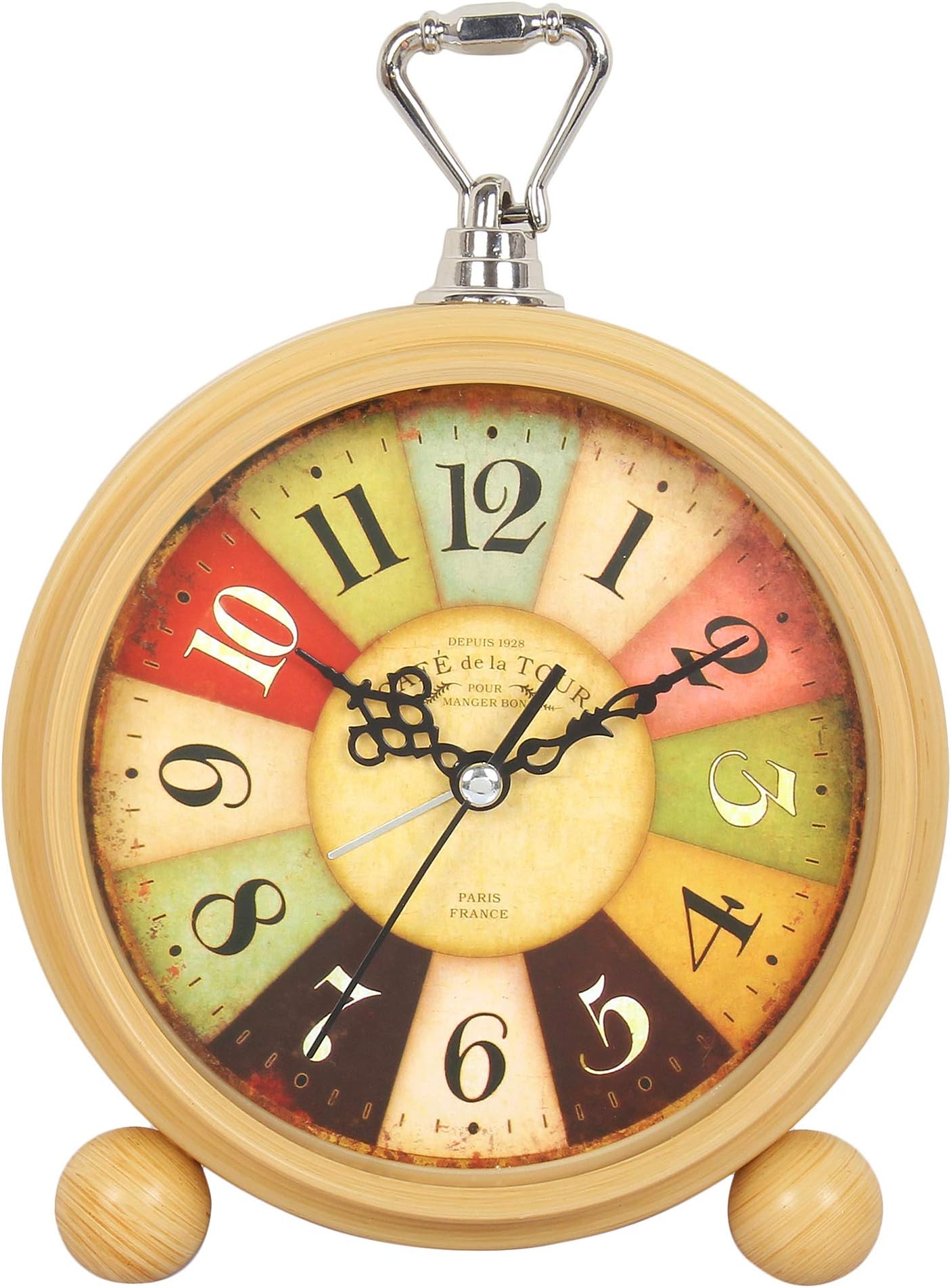 Efinito Antique Look Vintage European Round Table Alarm Clock - 5 Inches