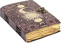 AgwaniHandicraft Sun & Moon Vintage Leather Journal - 200 Pages Handmade Deckle Edge Paper, Sketchbook for Men & Women (7x5 Inch)