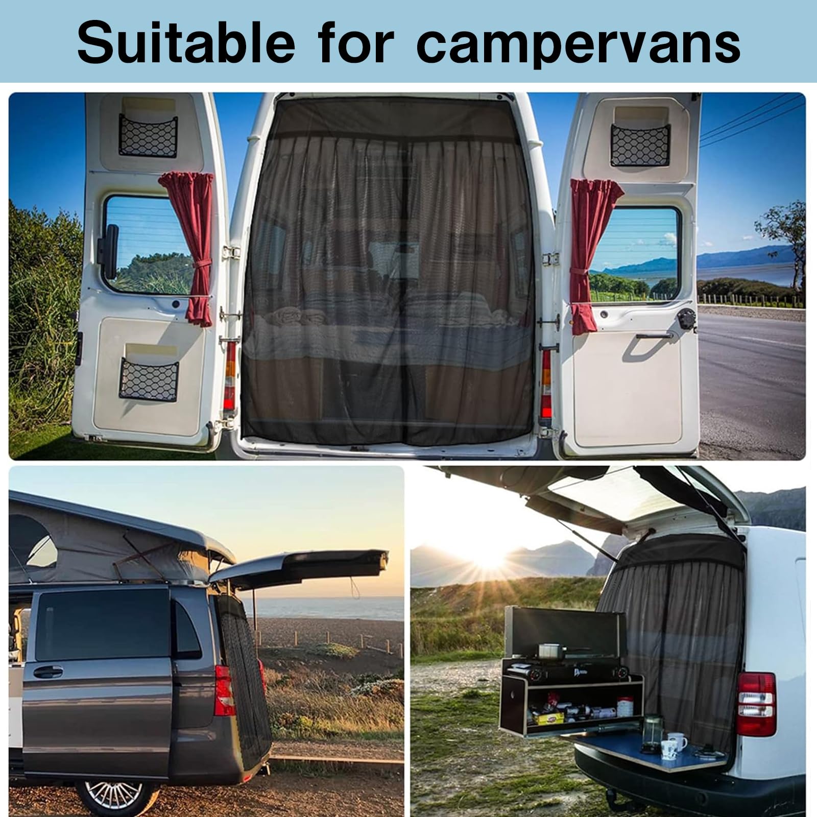 Cubierta para Maletero de Puerta Trasera de Gran Tamaño,Cortinas de Protección Solar Magnéticas 165x210cm,Cortinas Divisorias de Coche,para Coche SUV Autocaravana Caravana Camping