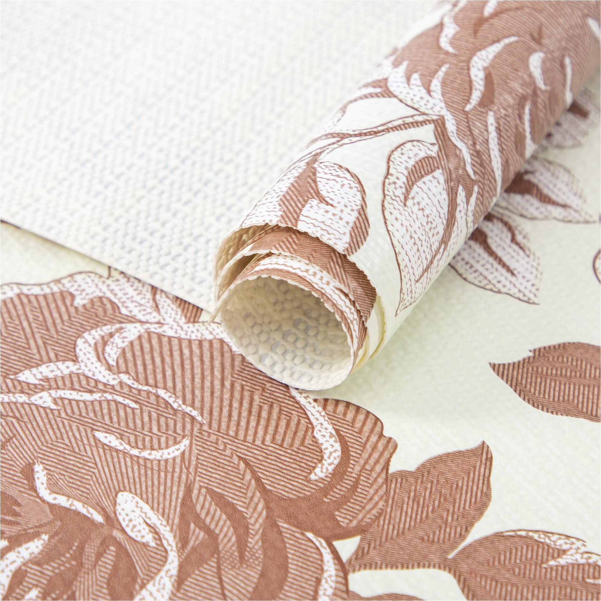 FIFTY FEET 18X96 Inch Shelf Liner for Kitchen Cabinets, PVC Drawer Liner for Dresser Non-Slip Bathroom, Non-Adhesive Cabinet Liner Washable (Red Flower)(4 Roll)