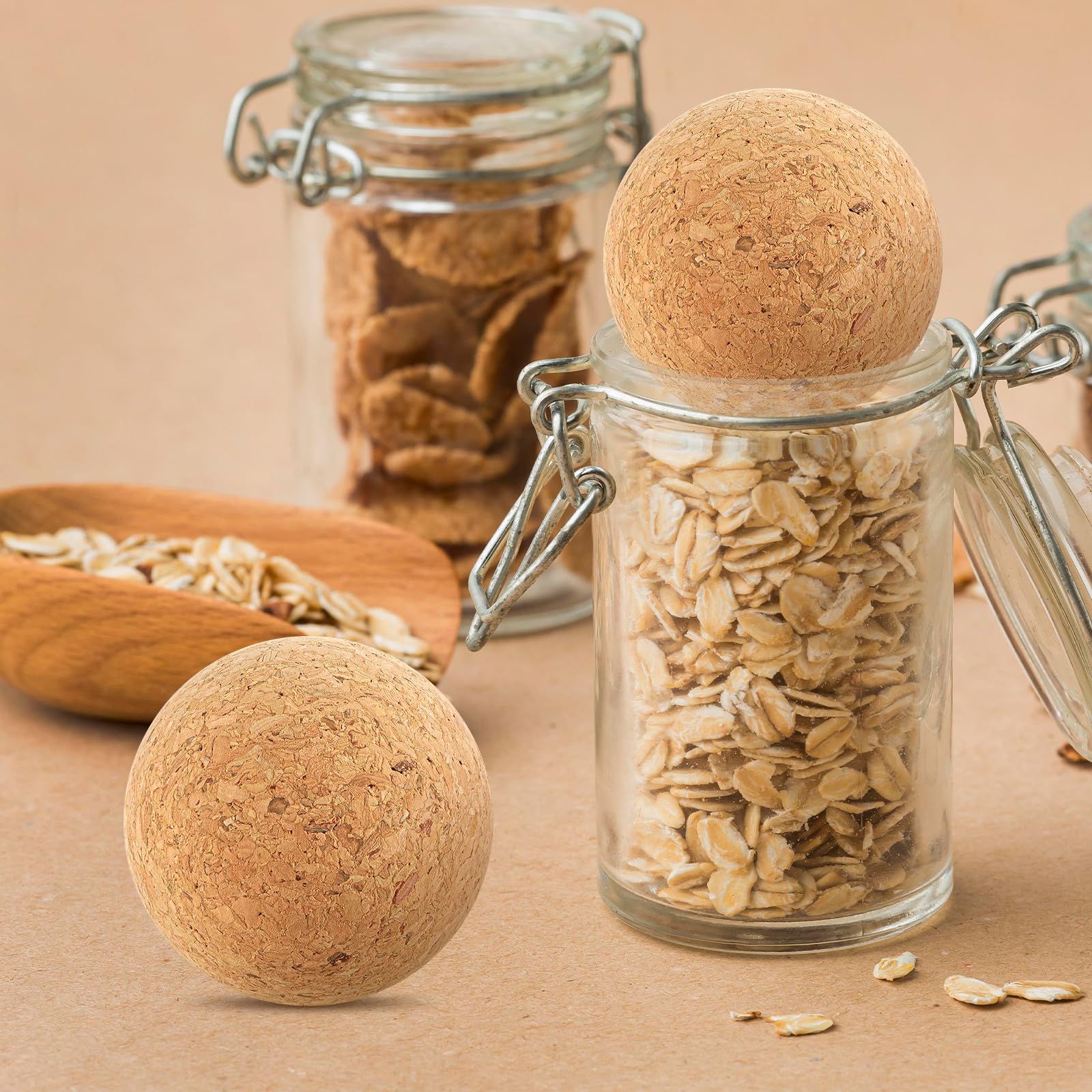 2 Stück Weinkorken Kugel Holzkugel Flaschenkorken, Ersatz für Wein Dekanter und Karaffe Flaschen, Set von Premium-Weinkorken Deckel Stopper Ersatz (2,4 Zoll / 6,1 cm)