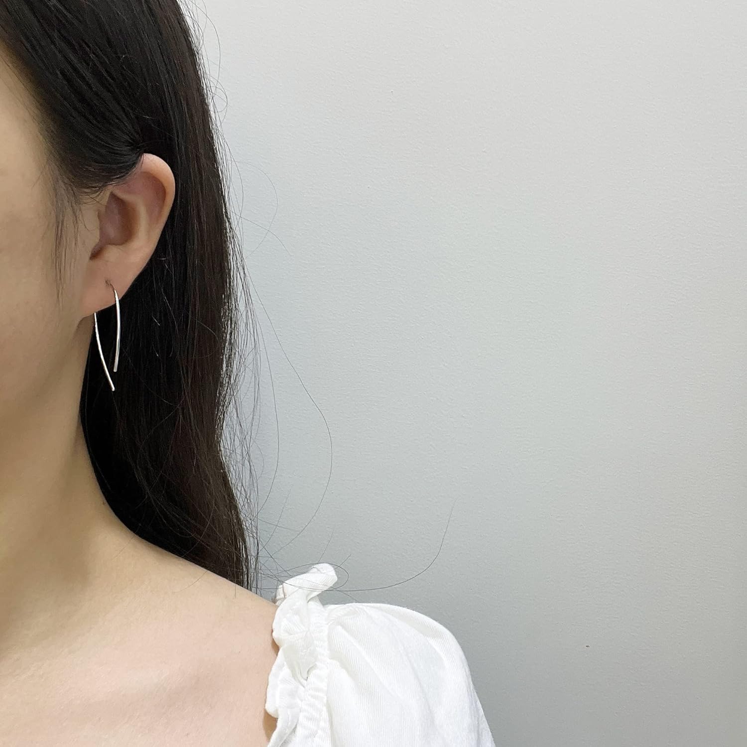 Pull Through Earrings Sterling Silver Wire Handmade Threader Hoops Minimal Everyday Earrings - Image 2